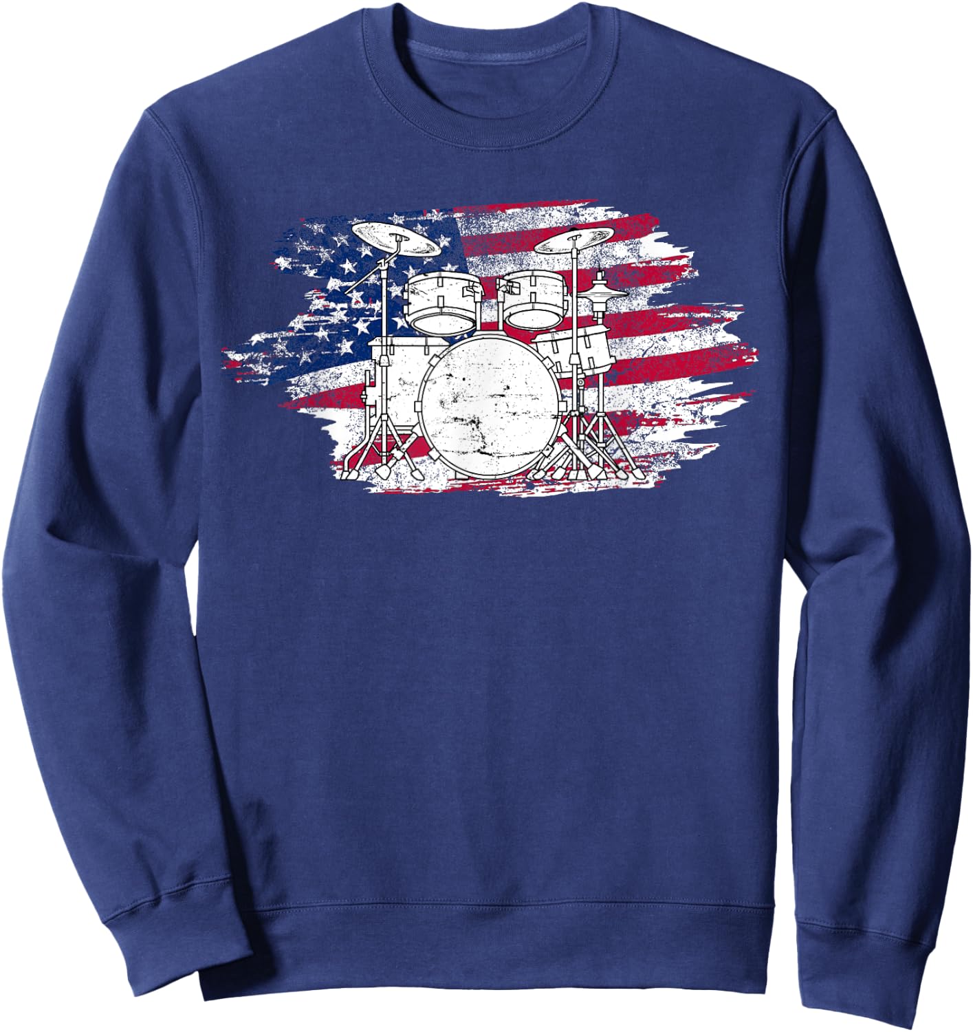 Cool Drummer Art Women America US Flag Drum Set Sweatshirt - Sweatshirt | Navy