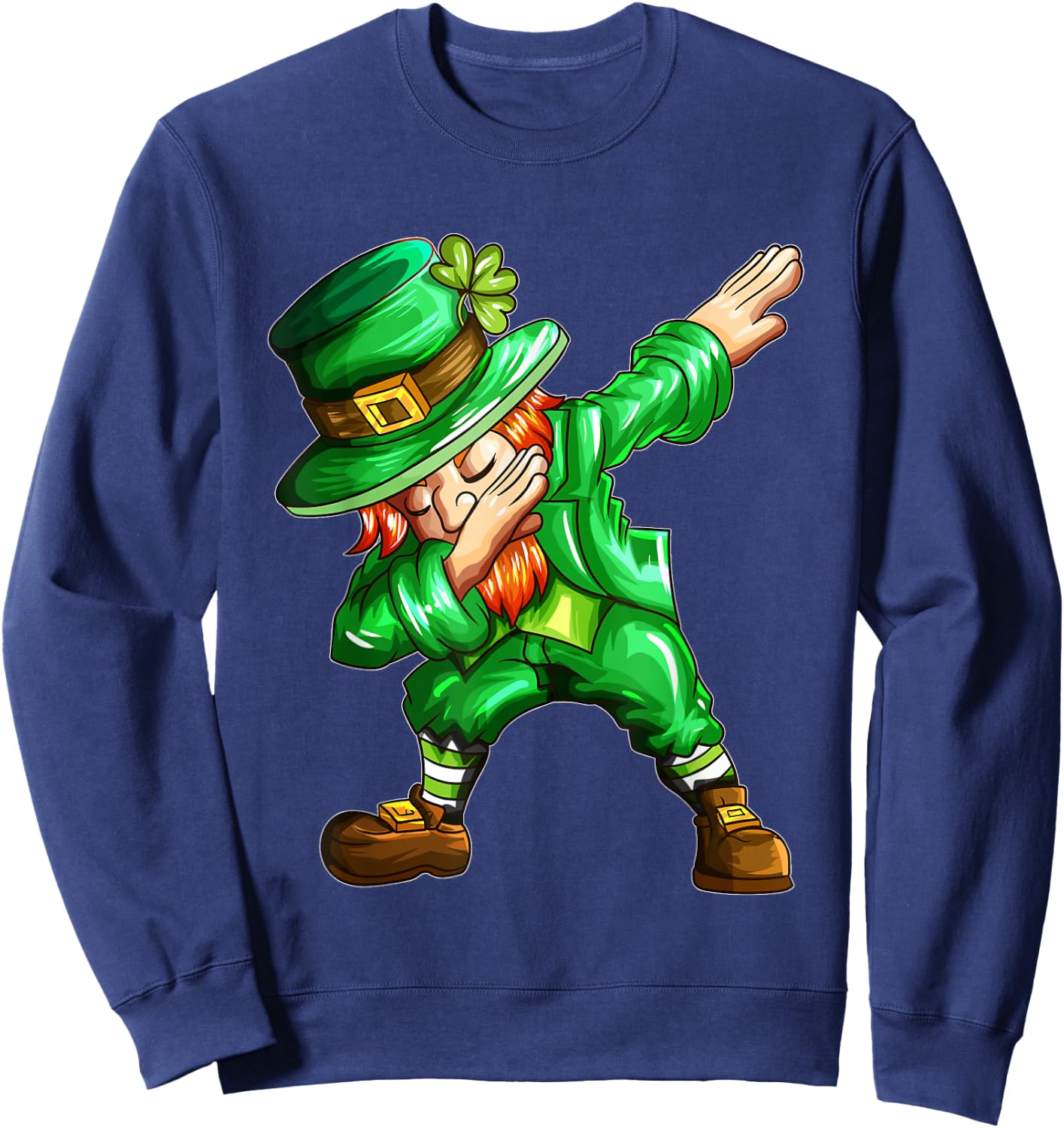 St Patricks Day Dab Dabbing Leprechaun in Green Holiday Sweatshirt - Sweatshirt | Navy