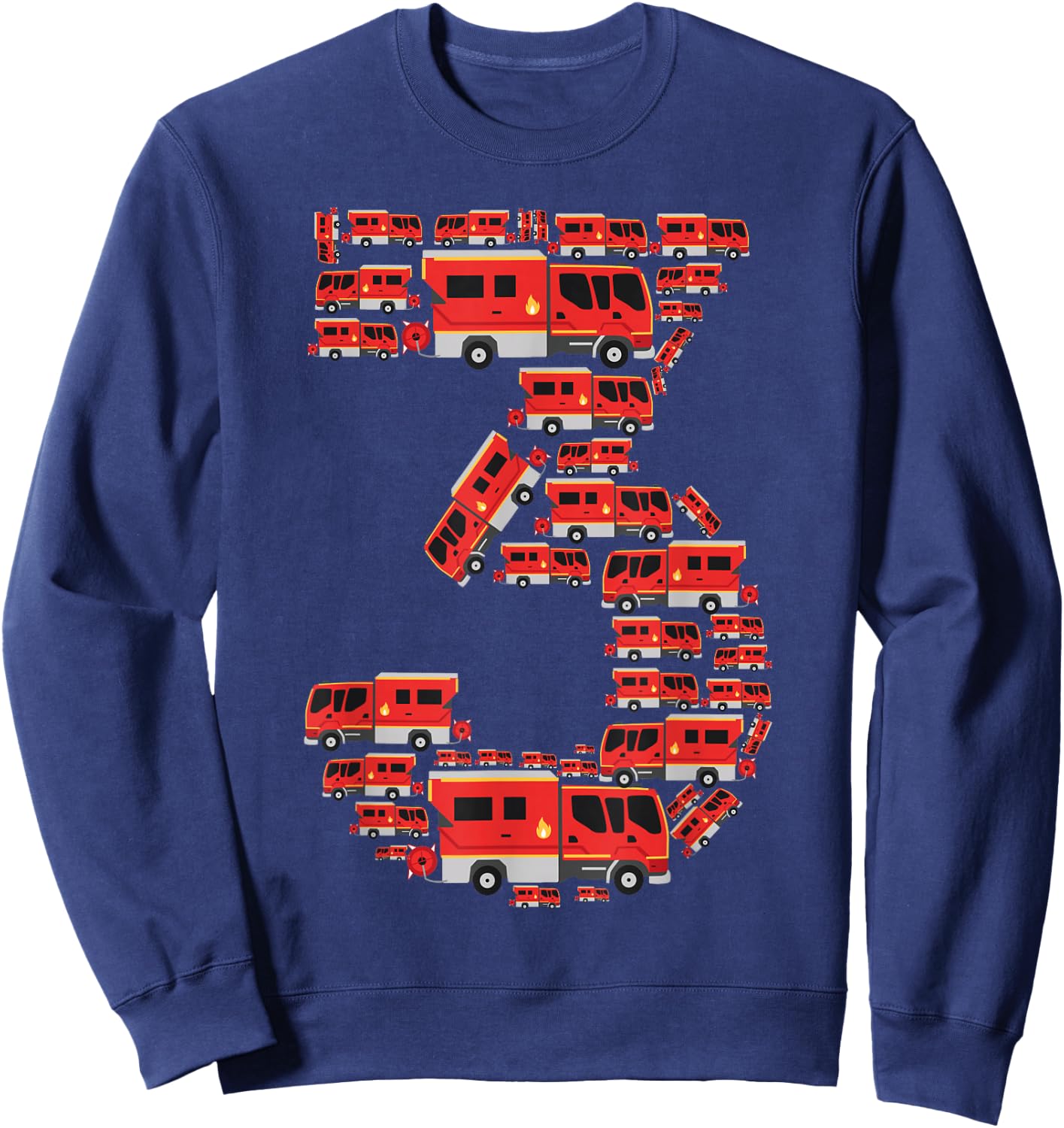 Fire Truck 3rd Birthday Boy 3 Year Old Toddler Firefighter Sweatshirt - Sweatshirt | Navy