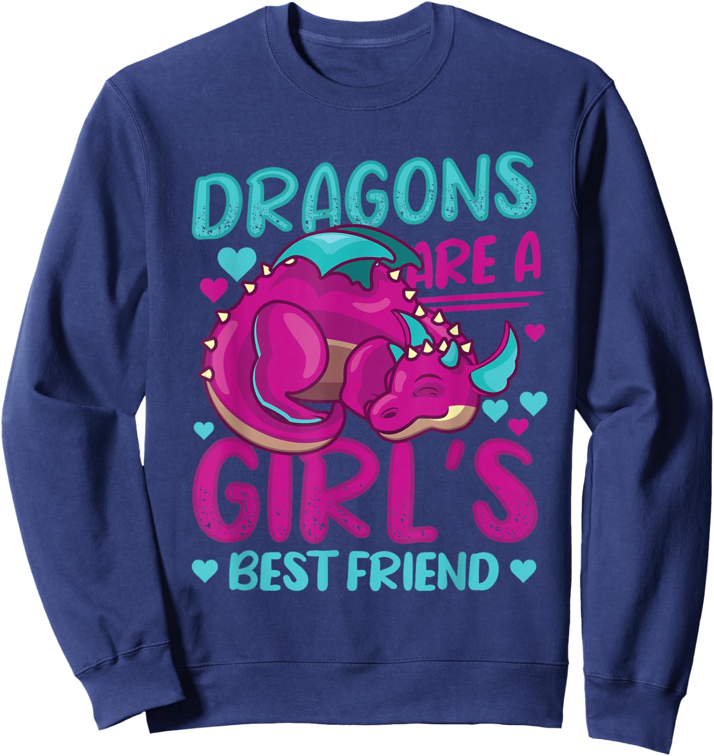 Dragons Are A Girl's Best Friend Dragon Girl Sweatshirt - Sweatshirt | Navy