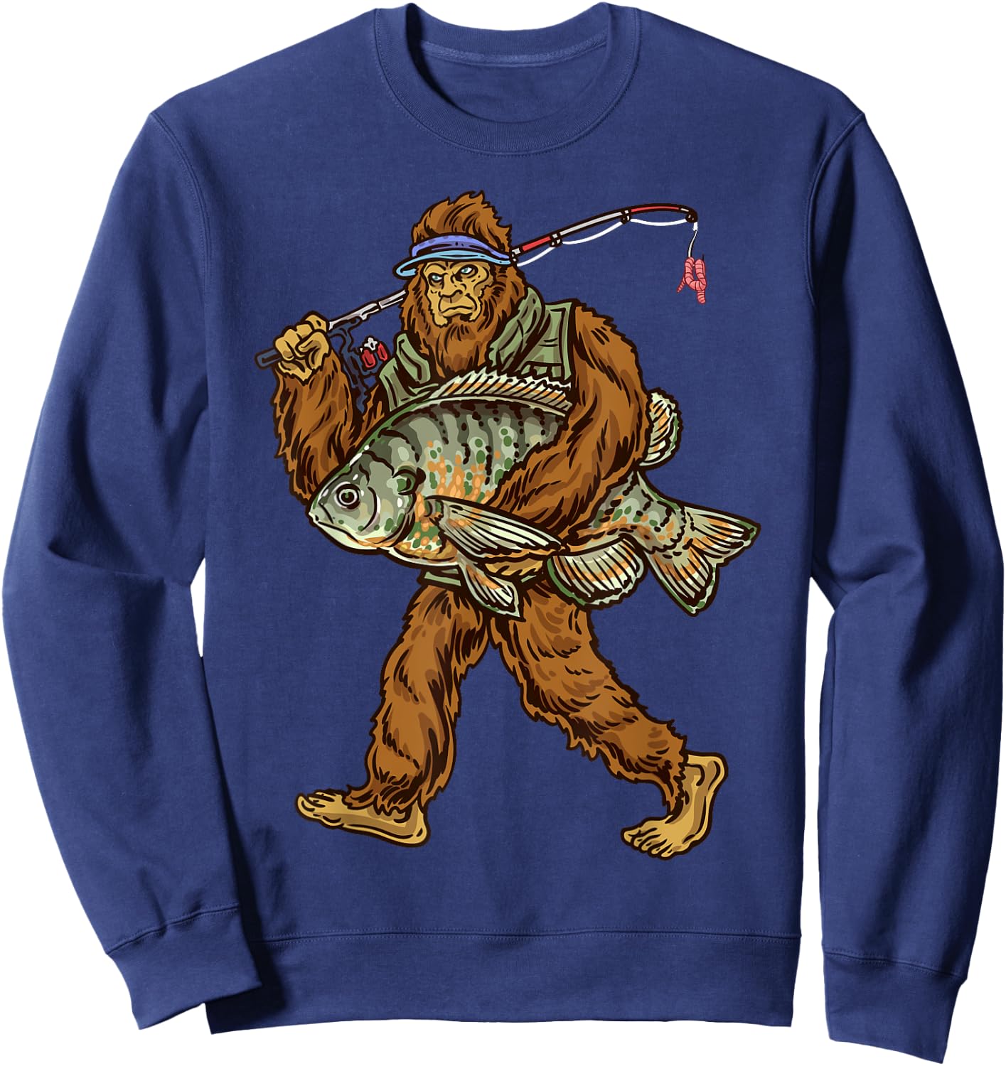 Northern Outdoors Bluegill Collection Black Fishing , -Adults, Short Sleeve, Small, , Classic Fit, Modern, Cartoon Bigfoot Pattern, All Seasons Sweatshirt - Sweatshirt | Navy