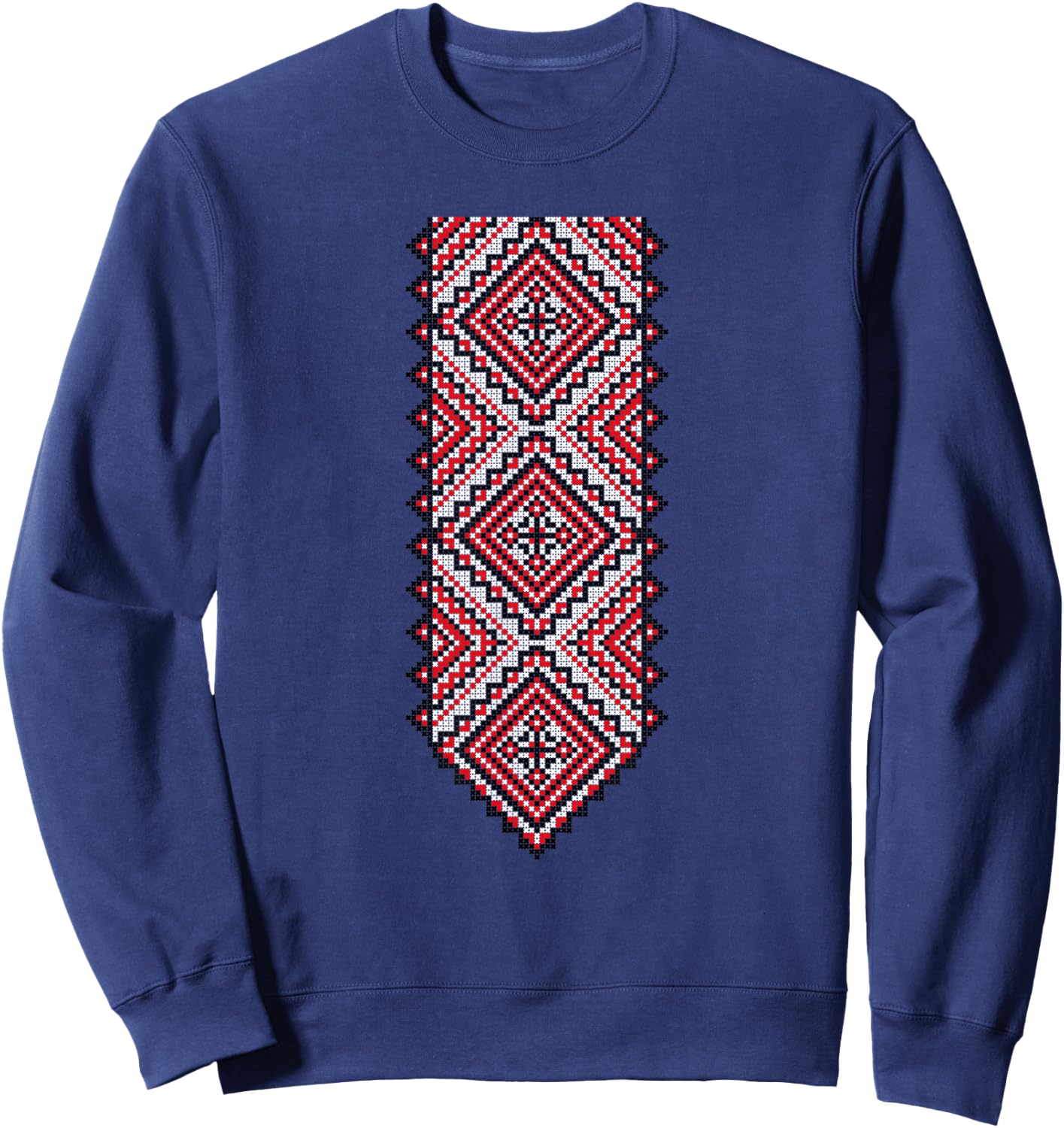 Ukrainian Embroidery Vyshyvanka Print Folk Ethnic Ornament Sweatshirt - Sweatshirt | Navy