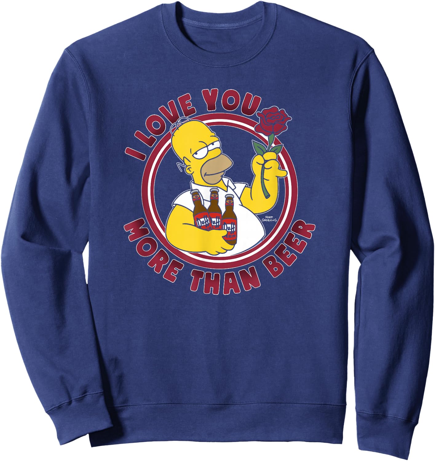 The Simpsons Valentine's Day Homer Love You More Than Beer Sweatshirt - Sweatshirt | Navy