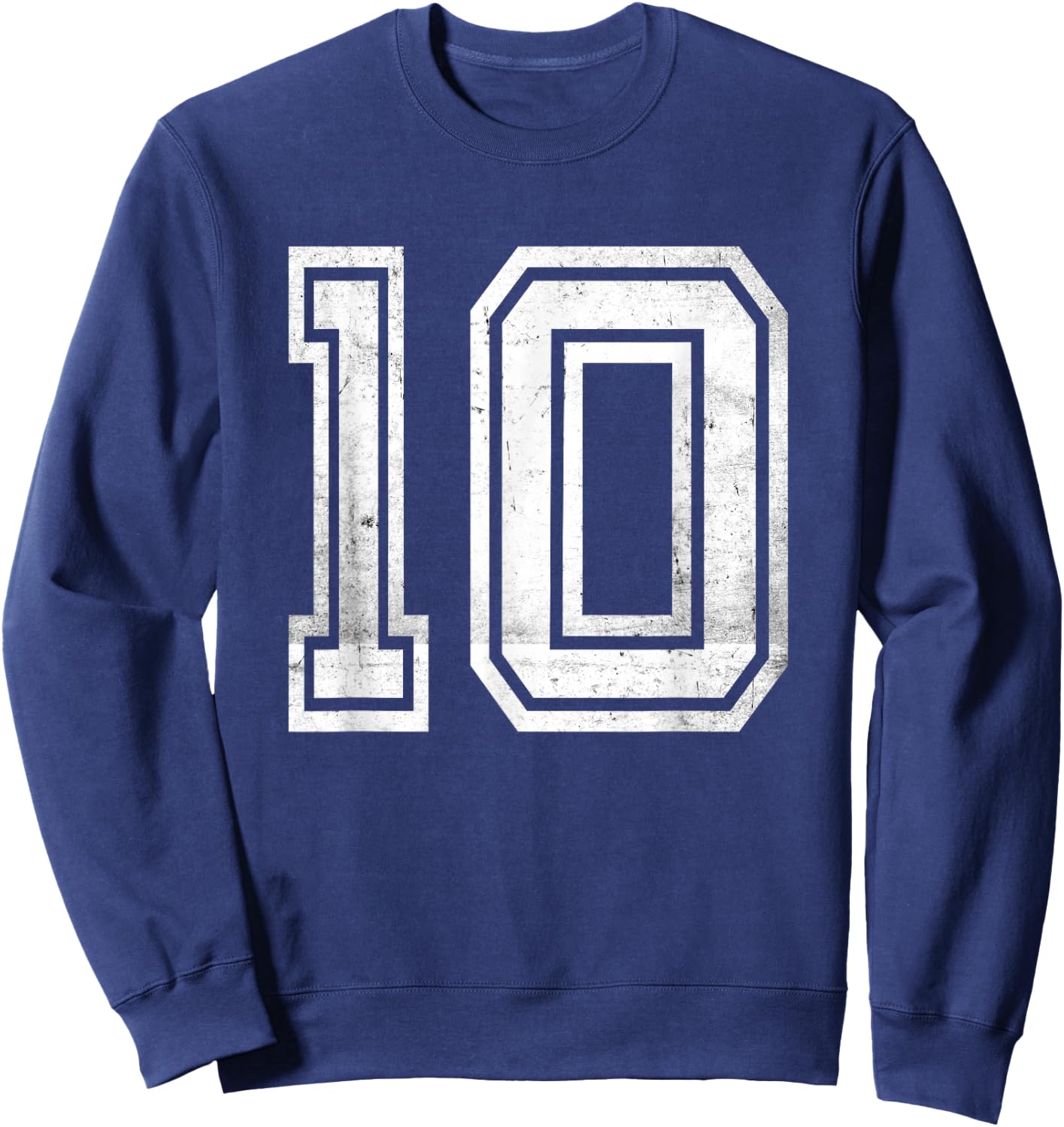 Distressed Number #10 Retro Number Sweatshirt - Sweatshirt | Navy