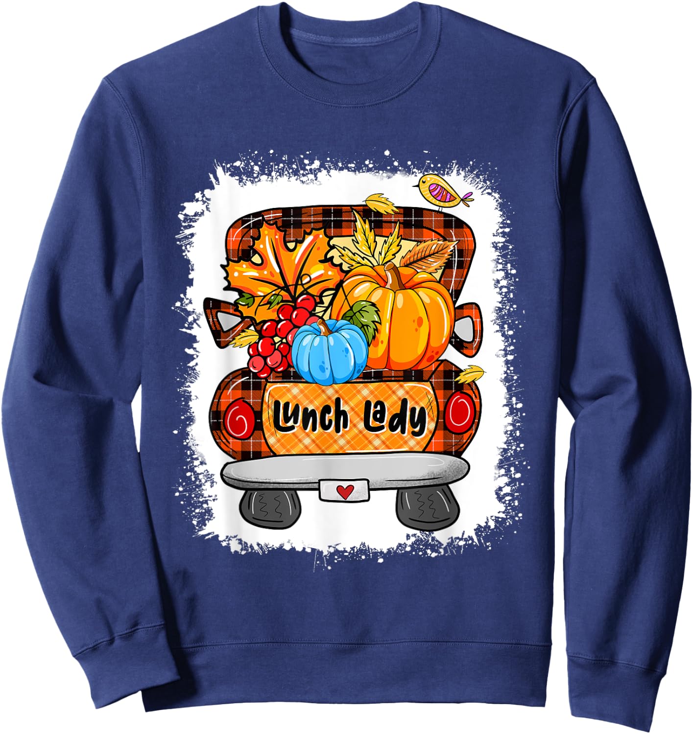 Fall Autumn Pumpkin Truck Lunch Lady Lover Thanksgiving Sweatshirt - Sweatshirt | Navy