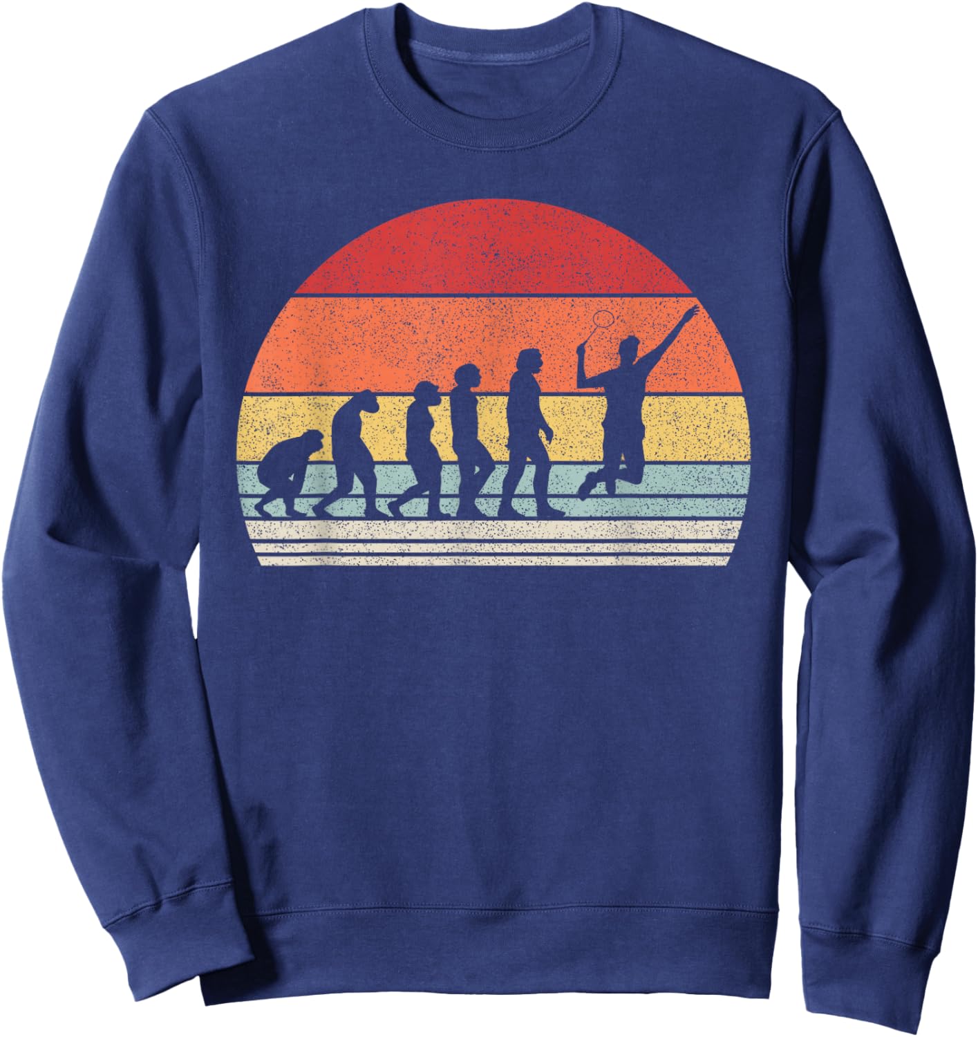 Vintage Retro Evolution Of Man Funny Tennis Sweatshirt - Sweatshirt | Navy