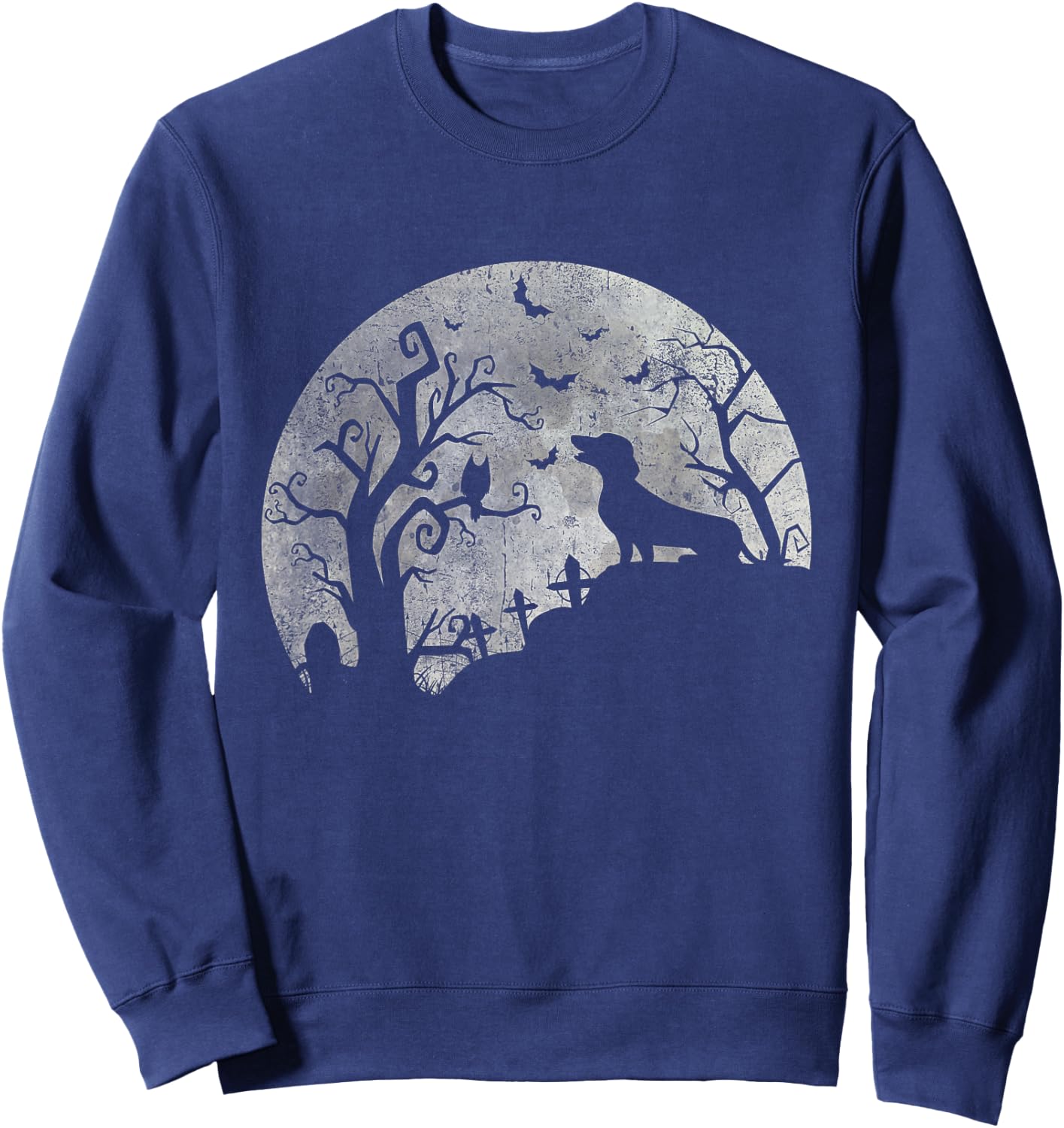 Dachshund And Moon Halloween Dachshund Lovers Pet Owner Sweatshirt - Sweatshirt | Navy
