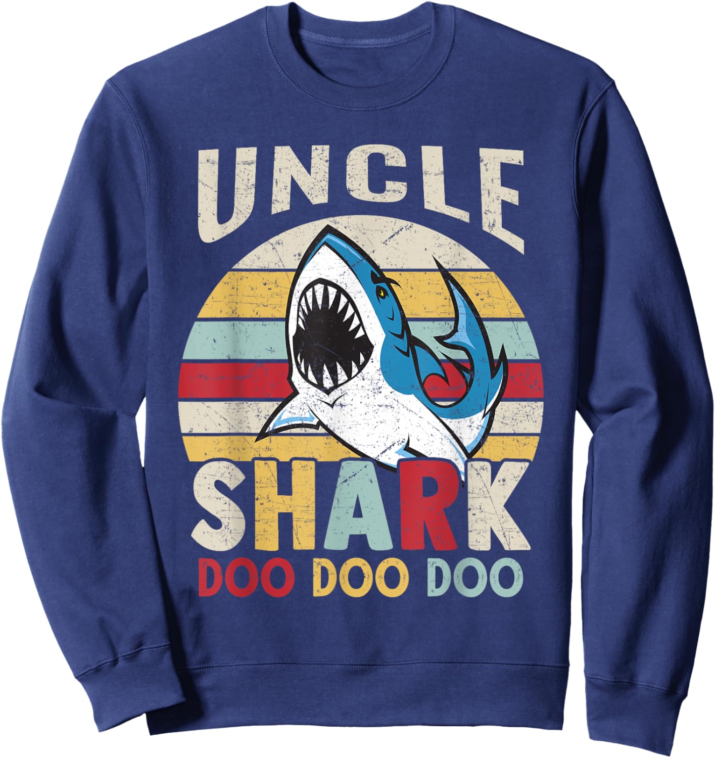 FAMILY 365 Fathers Day Funny Uncle Shark Relative Gift Men Sweatshirt - Sweatshirt | Navy