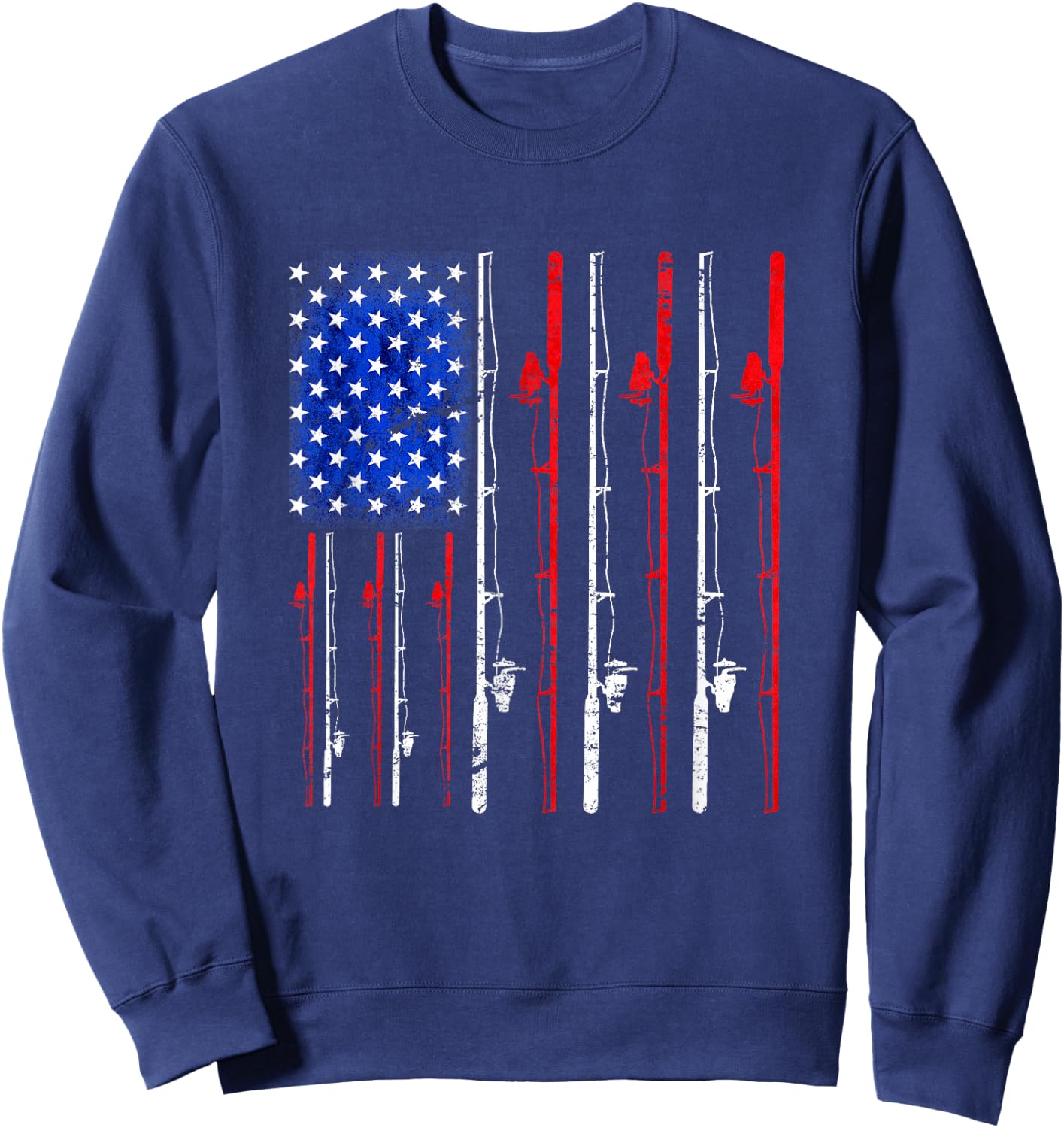 Fishing Shirt American Flag Shirt Fishing Sweatshirt - Sweatshirt | Navy