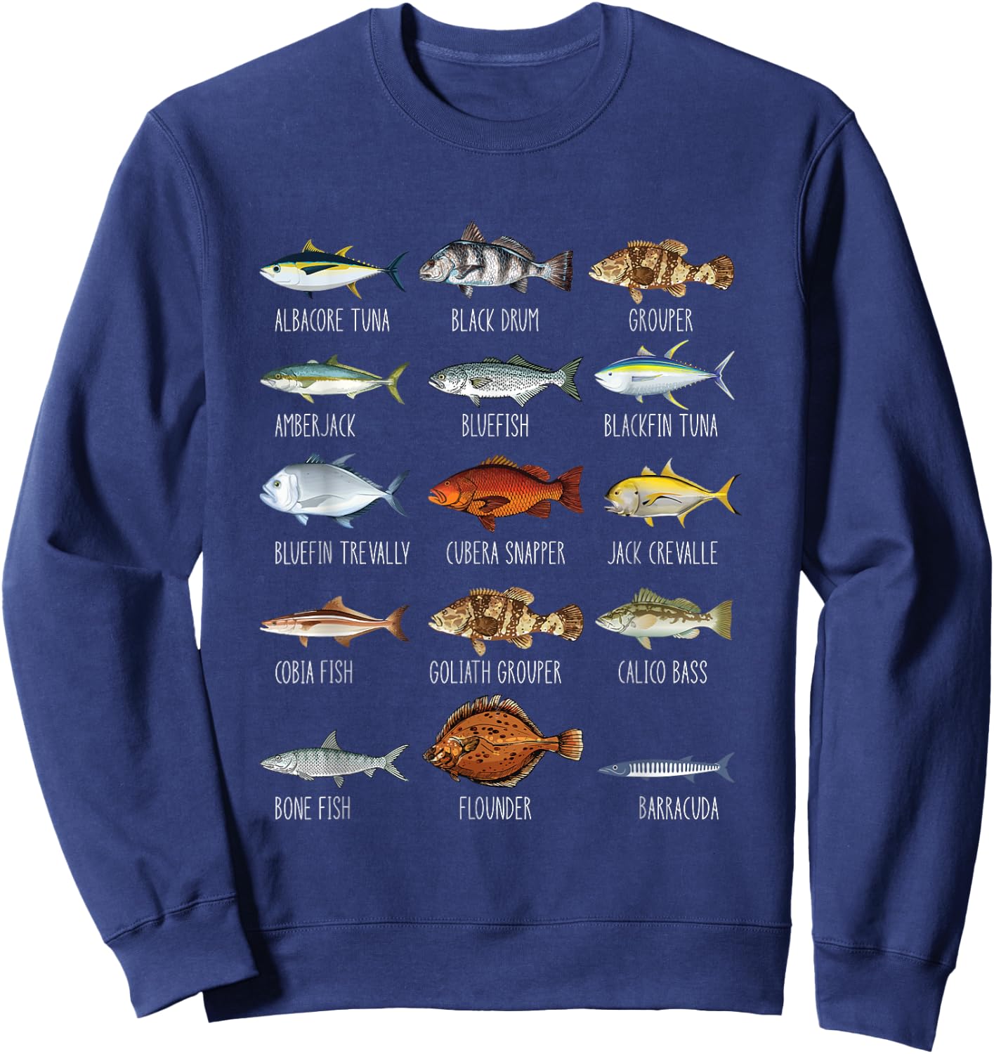 Types Of Saltwater Fish Species Biology Fishing Lover Sweatshirt - Sweatshirt | Navy