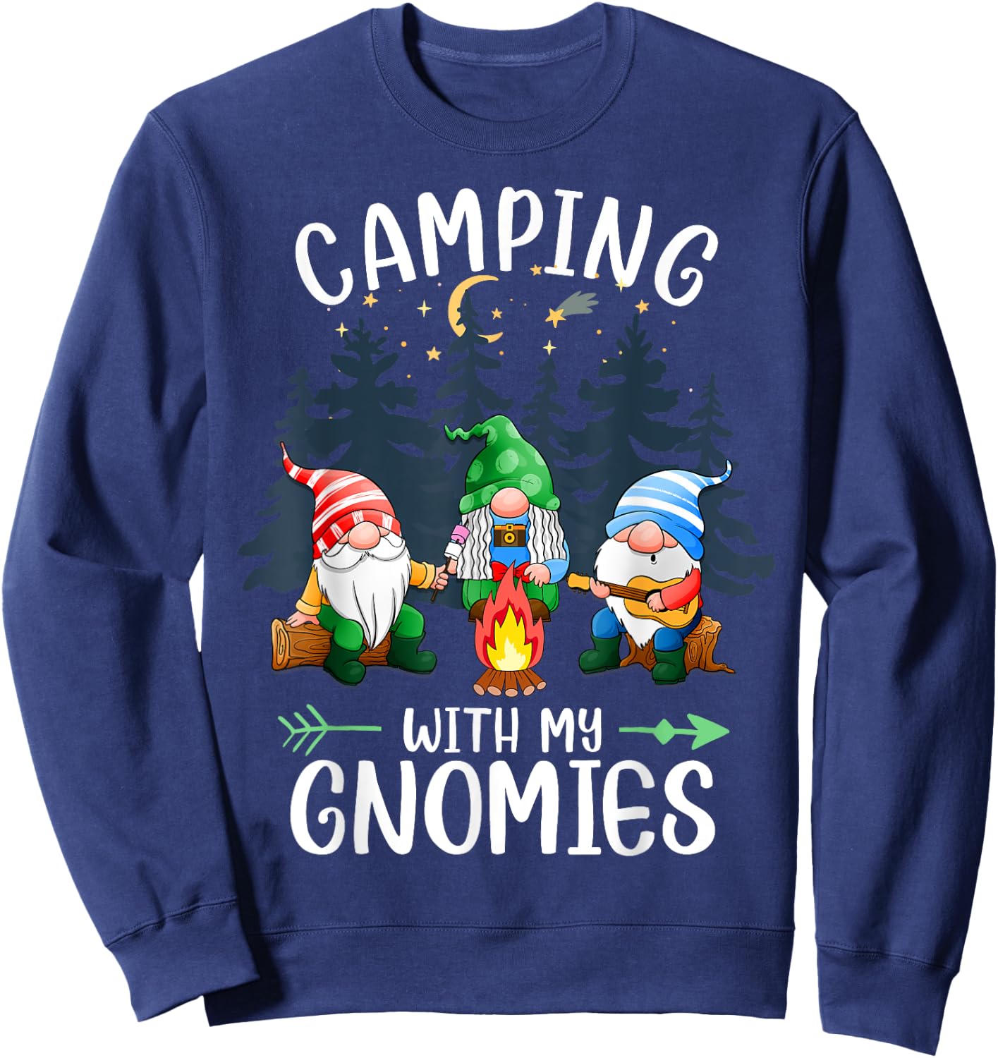 Camping with My Gnomies Funny Gnome Camp Women Men Small Sweatshirt - Sweatshirt | Navy