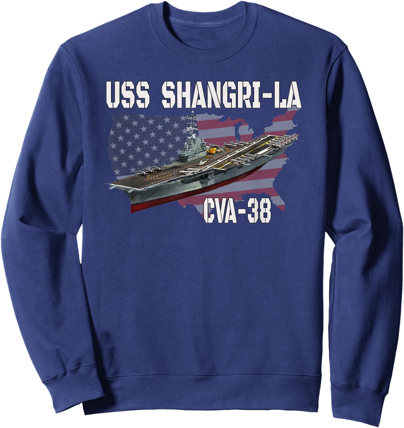 USS Shangri-La CVA-38 Aircraft Carrier Veterans Day Father's Sweatshirt - Sweatshirt | Navy