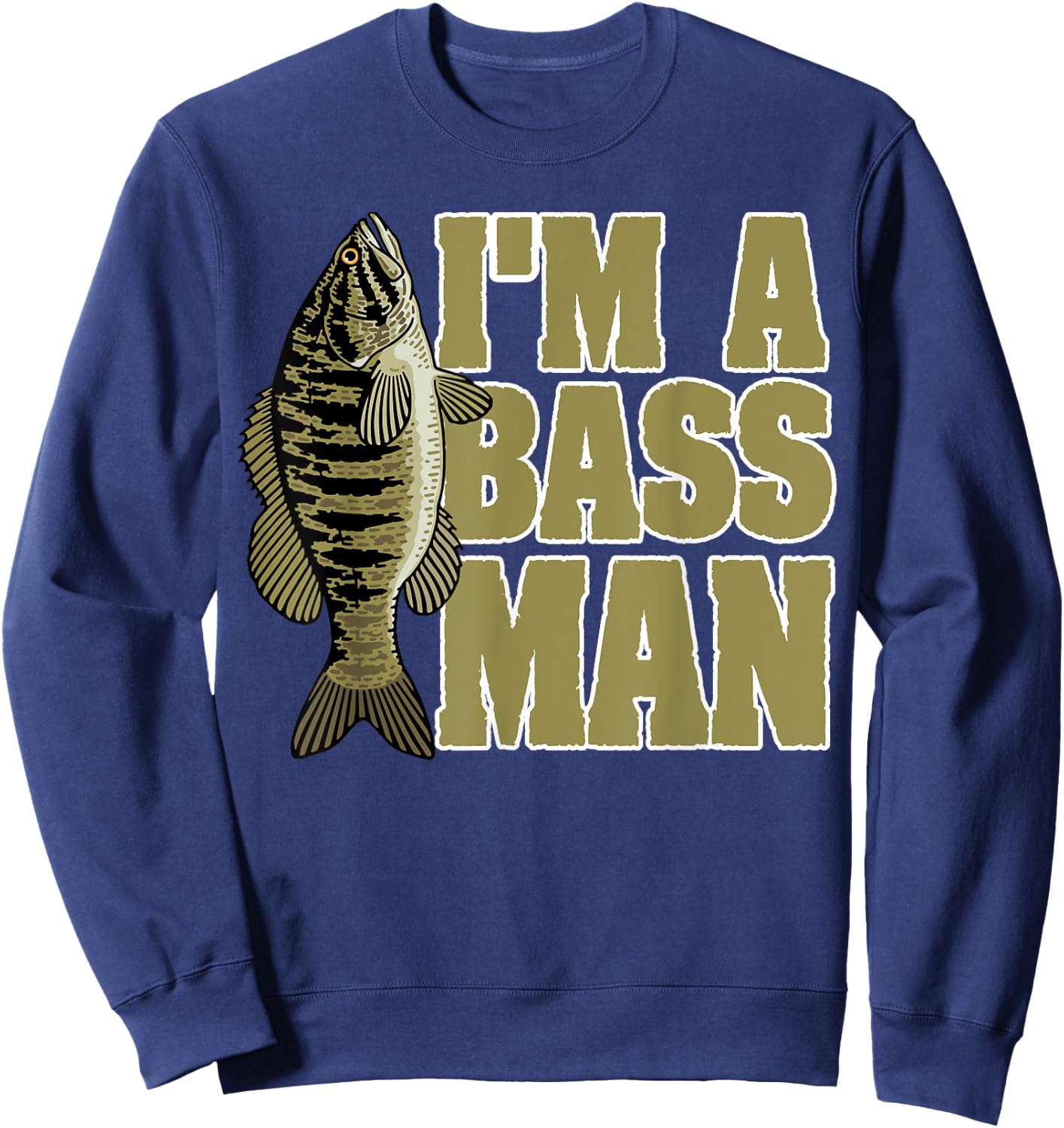Bass Fishing Angling Mam Black Fish Fisherman Sport Sweatshirt - Sweatshirt | Navy