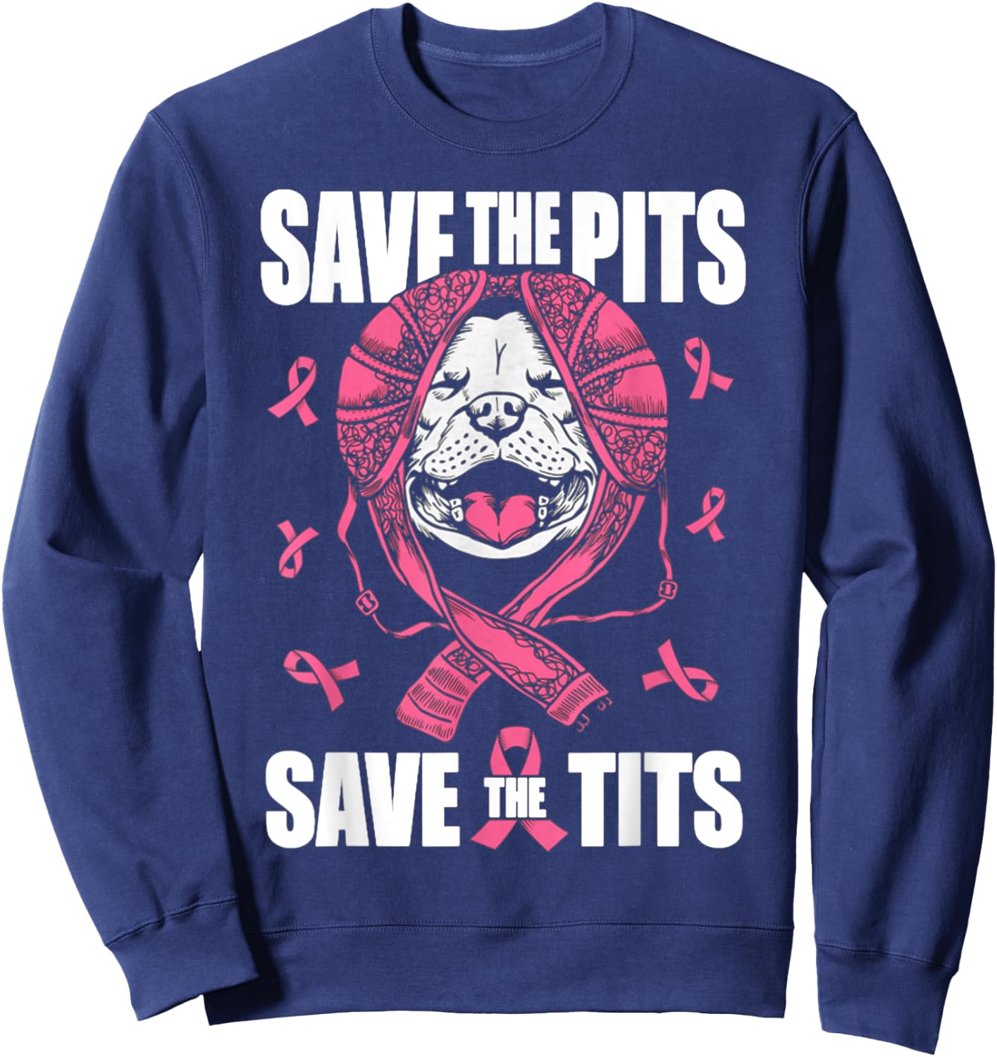 Save The Pits Save The Tits Breast Cancer Awareness Sweatshirt - Sweatshirt | Navy