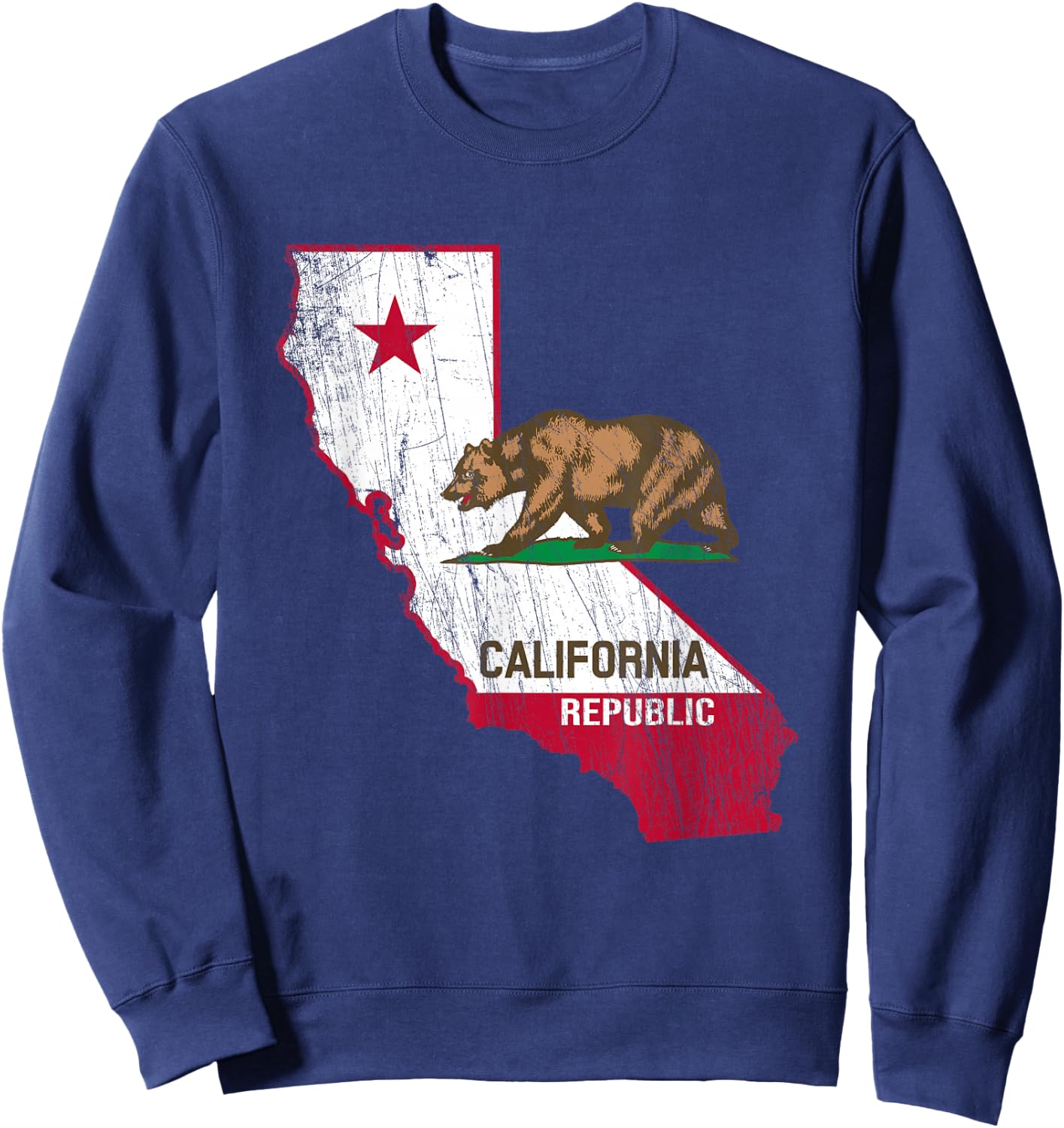 California Republic Flag - Distressed Design - Classic Sweatshirt - Sweatshirt | Navy