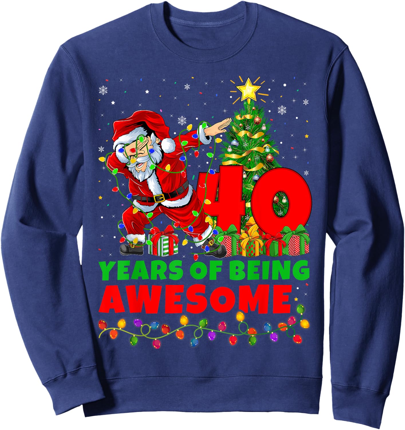 40 Years Of Being Awesome Santa 40th Birthday Christmas Sweatshirt - Sweatshirt | Navy