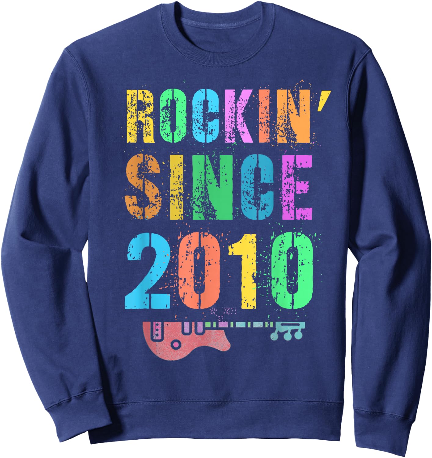 Vintage Rockin' Since 2010 Rockstar 16th Birthday Boy Girl Sweatshirt - Sweatshirt | Navy
