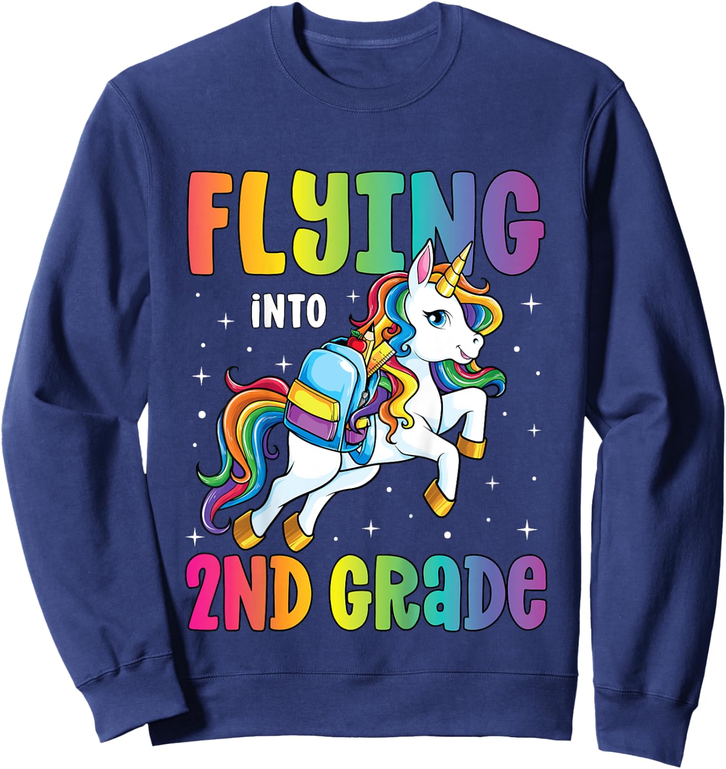 Second Grade Girls Unicorn First Day of 2nd Grade Sweatshirt - Sweatshirt | Navy