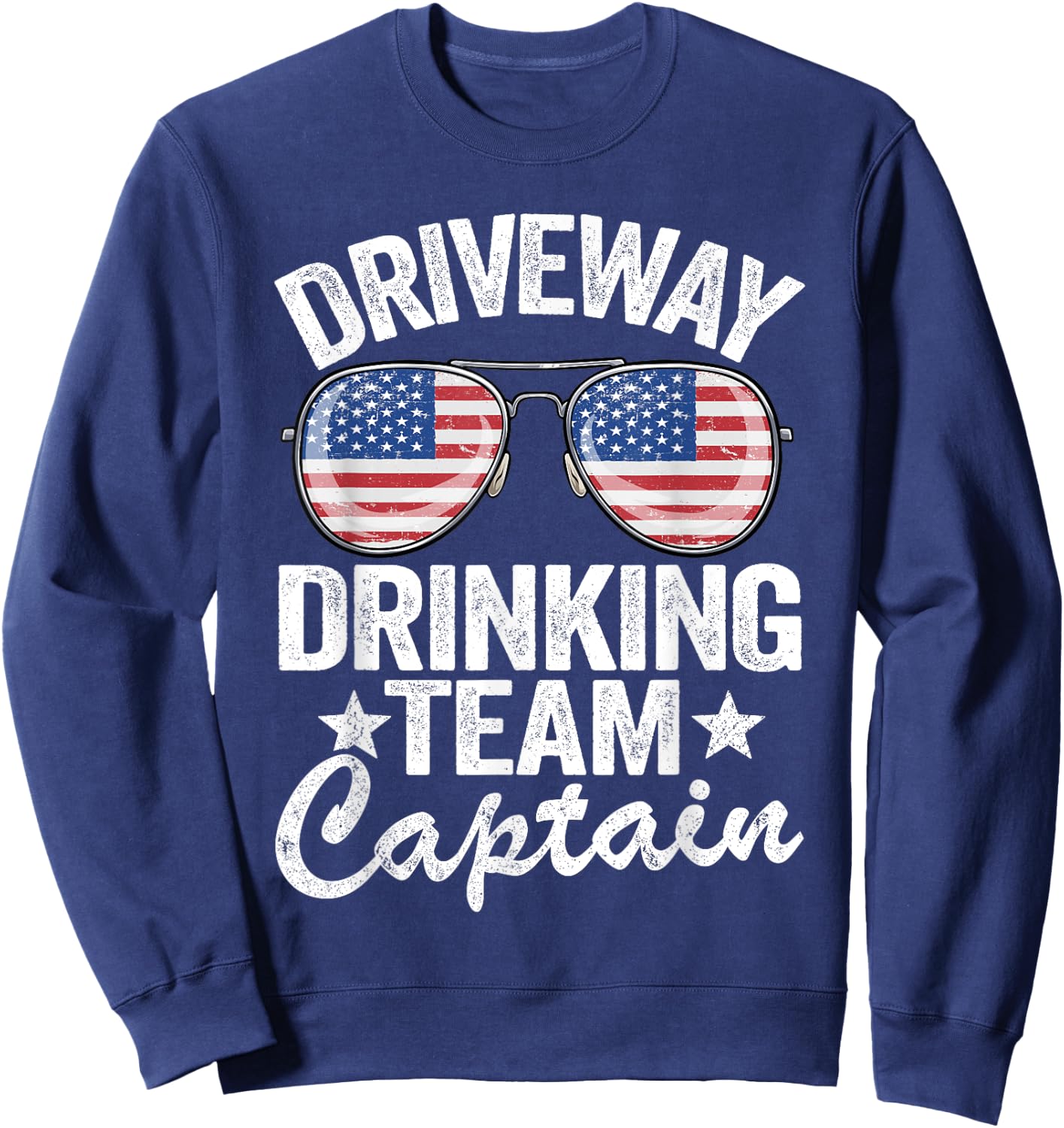 Beer Driveway Drinker US Flag Driveway Drinking Team Captain Sweatshirt - Sweatshirt | Navy