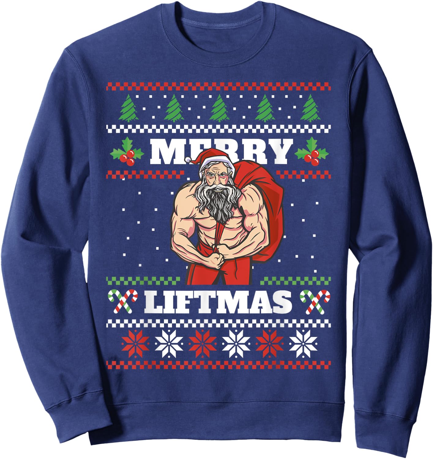 Santa Claus Weightlifting Christmas Fitness Gym Xmas Men Sweatshirt - Sweatshirt | Navy