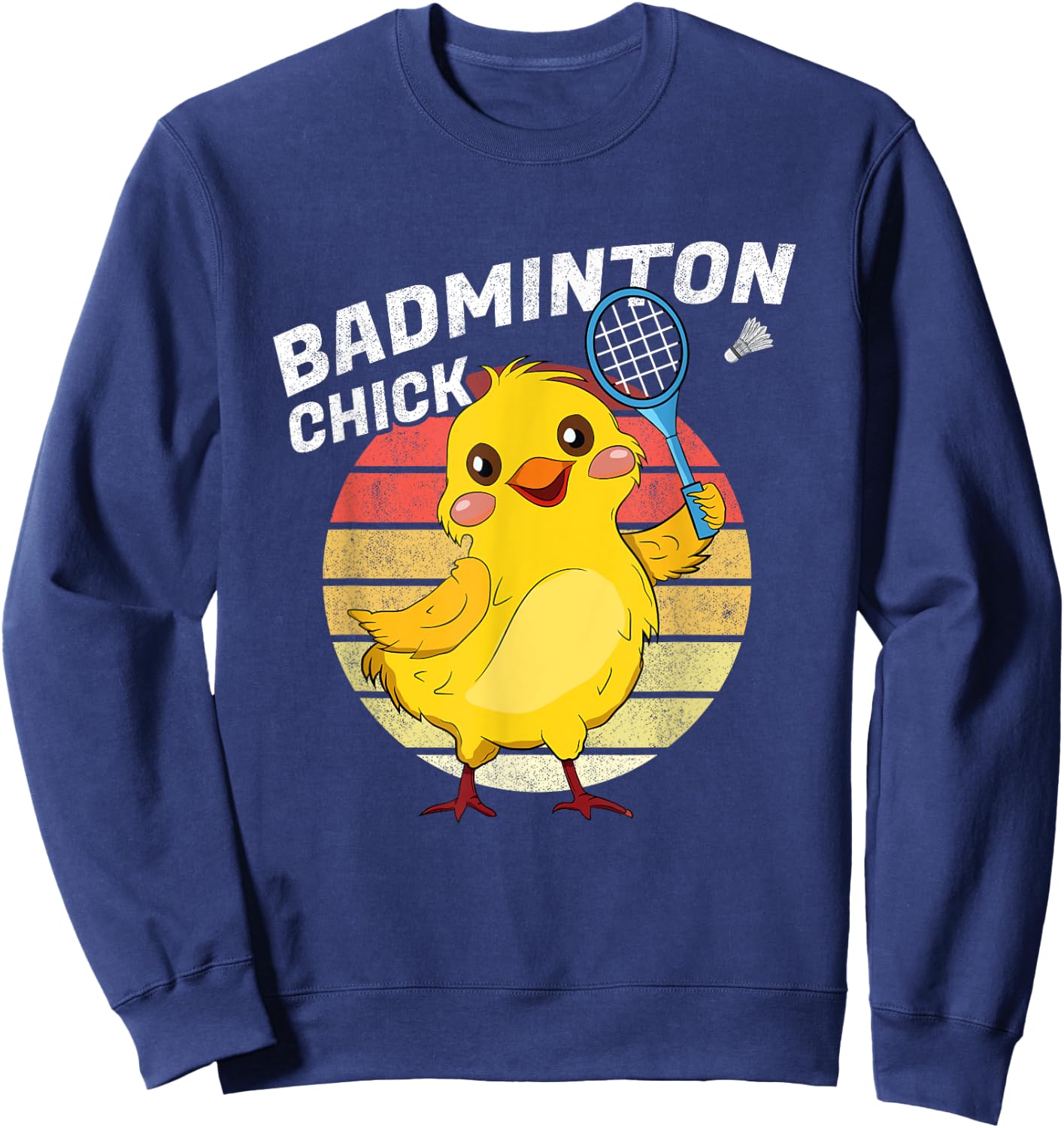 Badminton Chick Retro Chicken Birdie Women Badminton Sweatshirt - Sweatshirt | Navy