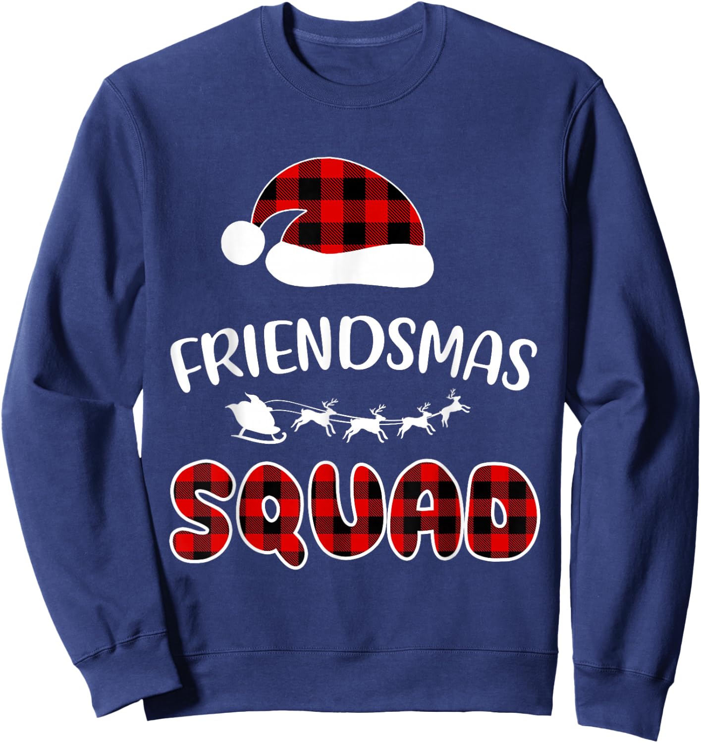 Friendsmas Squad Funny Xmas Light Family Matching Pajamas Sweatshirt - Sweatshirt | Navy