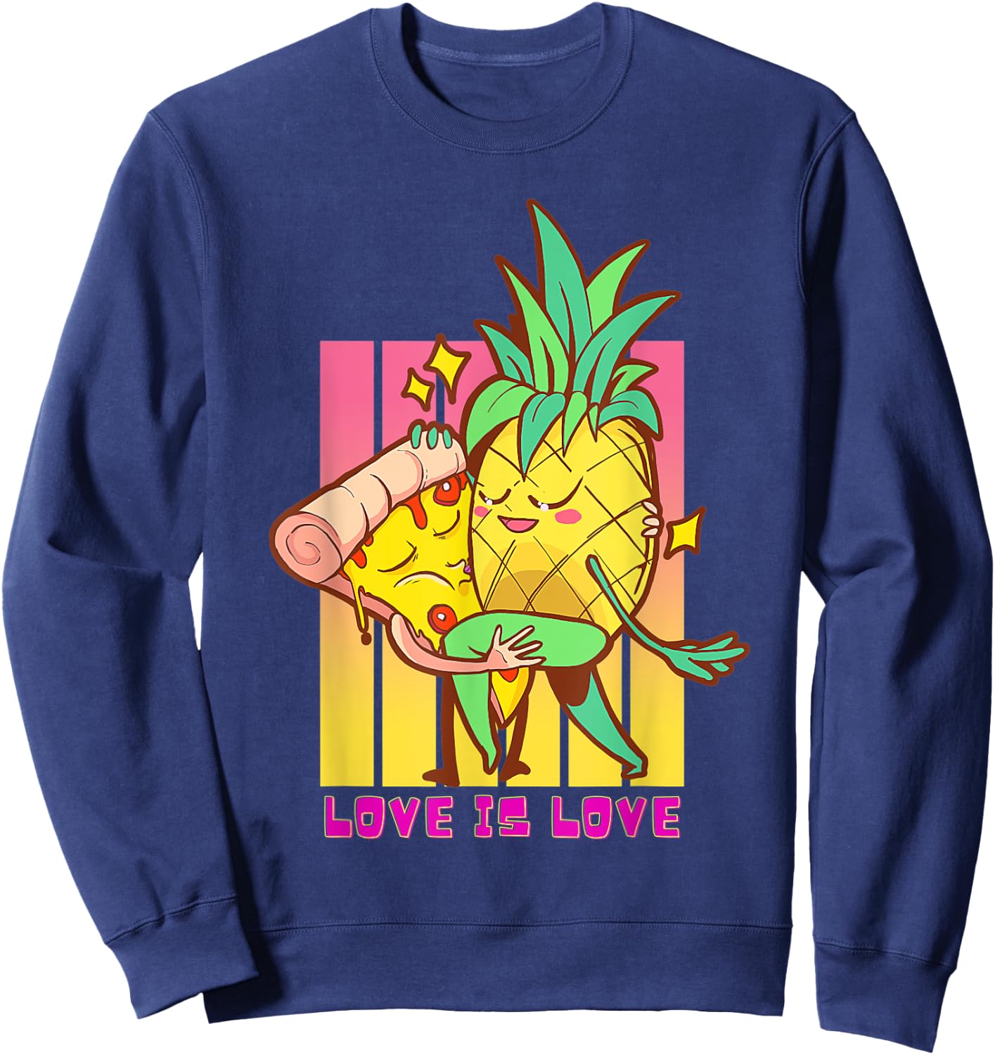 Pineapple Pizza Dancing Love Is Love Aloha Beach Hawaii Sweatshirt - Sweatshirt | Navy