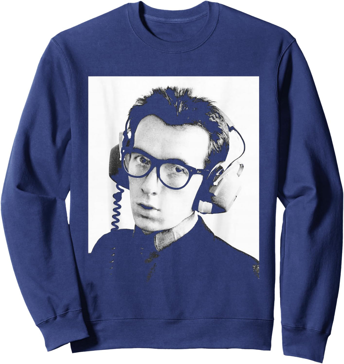 Elvis Costello Watching The Detectives Era 1977 Portait Sweatshirt - Sweatshirt | Navy