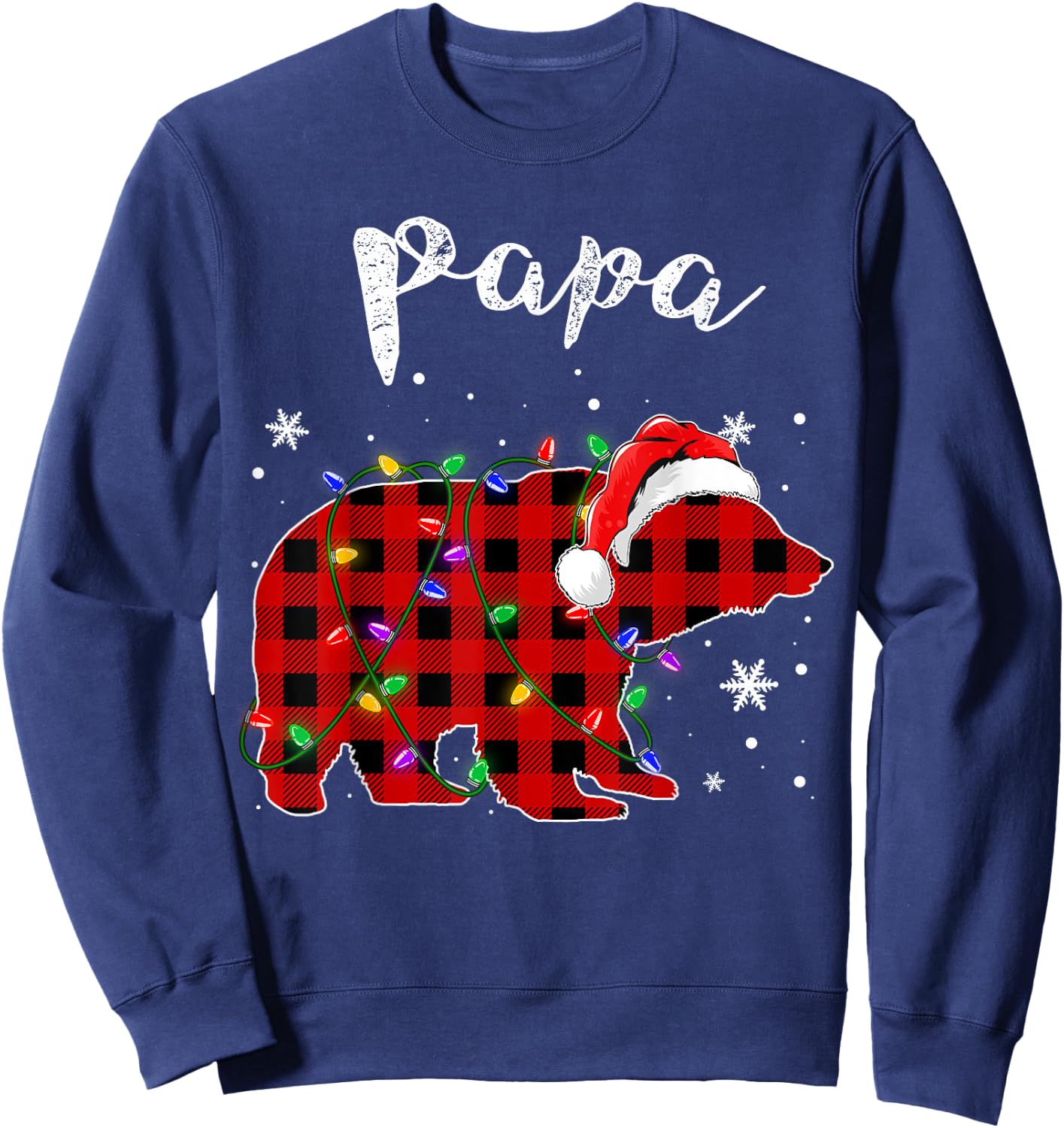 Red Plaid Papa Bear Buffalo Matching Family Pajama Christmas Sweatshirt - Sweatshirt | Navy