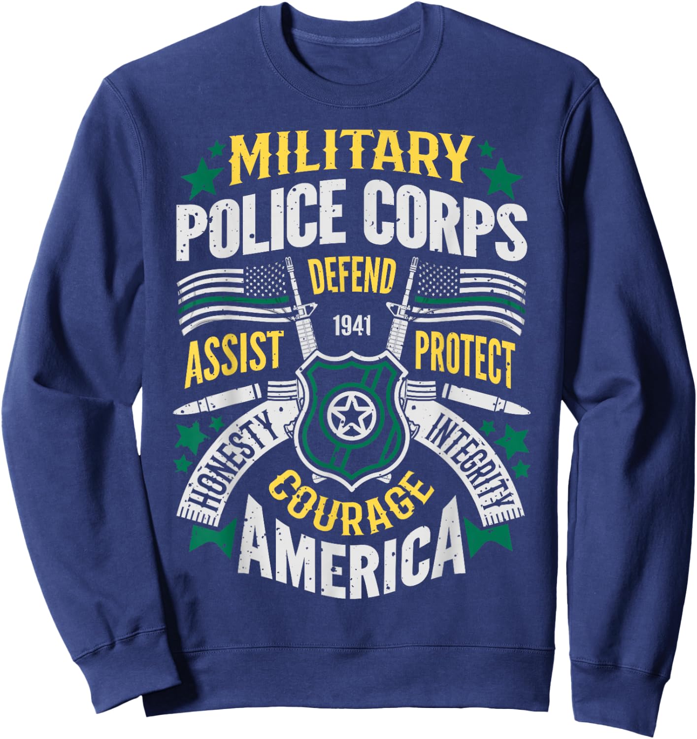 Military Police T shirt MP Veteran Assist Defend Protect Sweatshirt - Sweatshirt | Navy