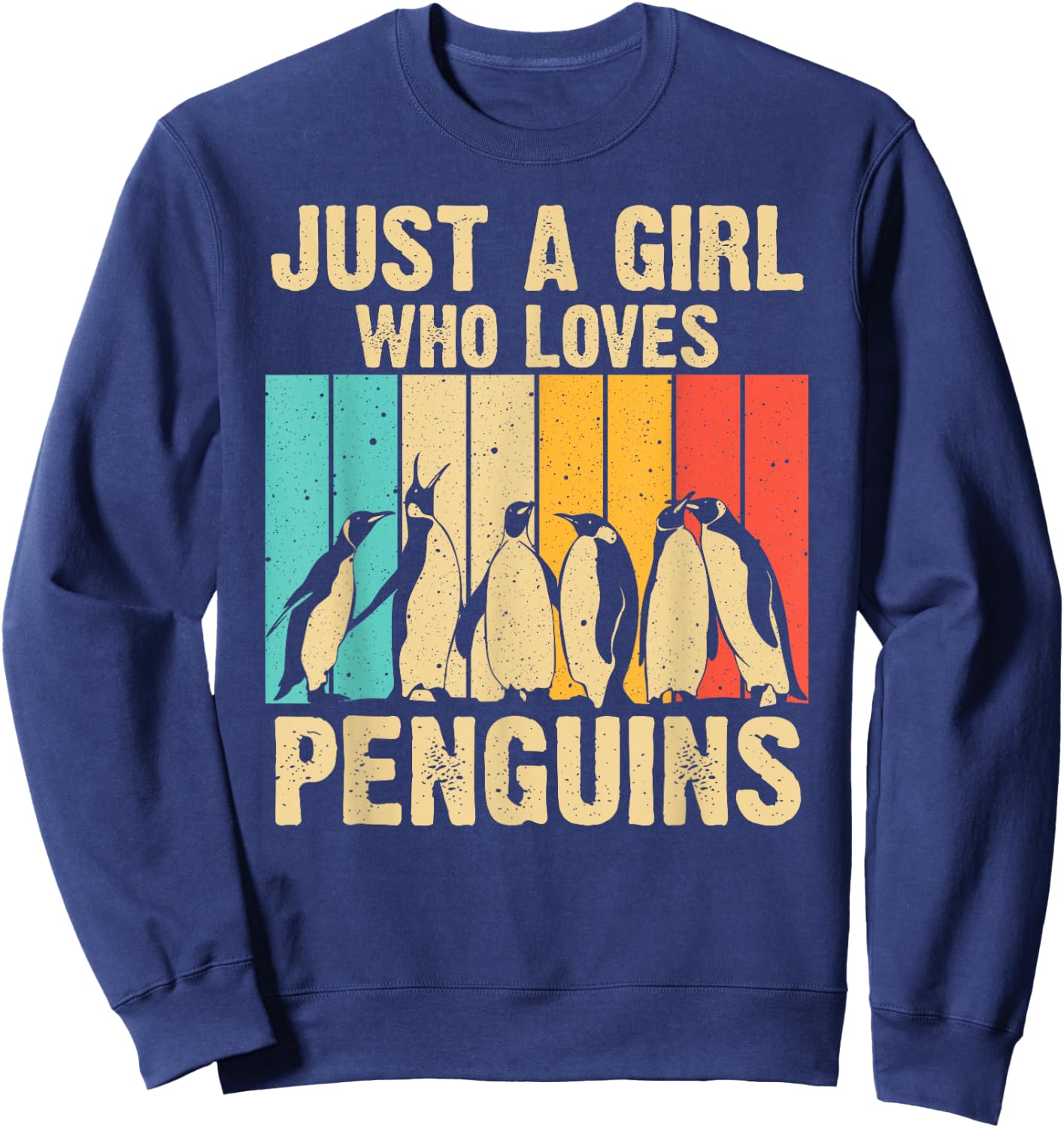 Cute Penguin Art Women Girls Kids Zoologist Penguin Lovers Sweatshirt - Sweatshirt | Navy