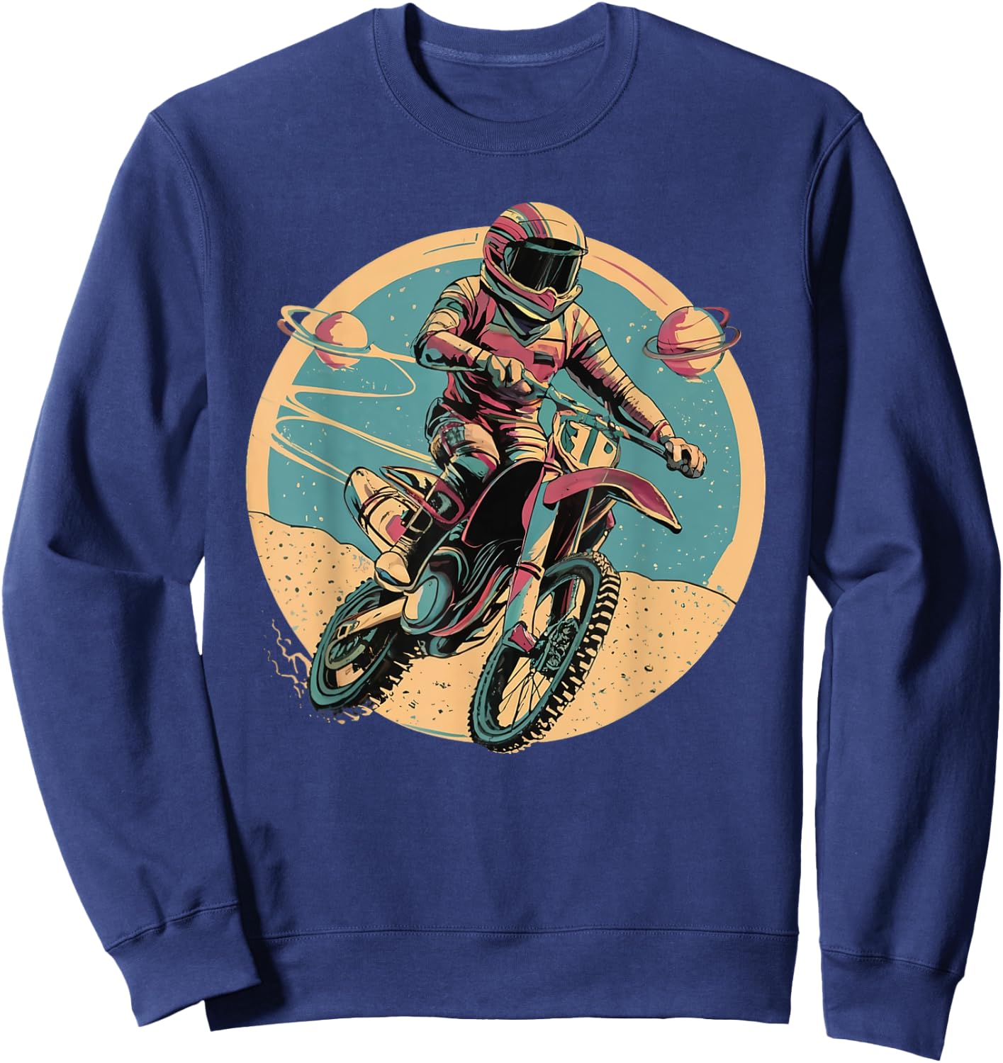 Astronaut Motocross Racing Motorcycle Rider Space Adventure Sweatshirt - Sweatshirt | Navy