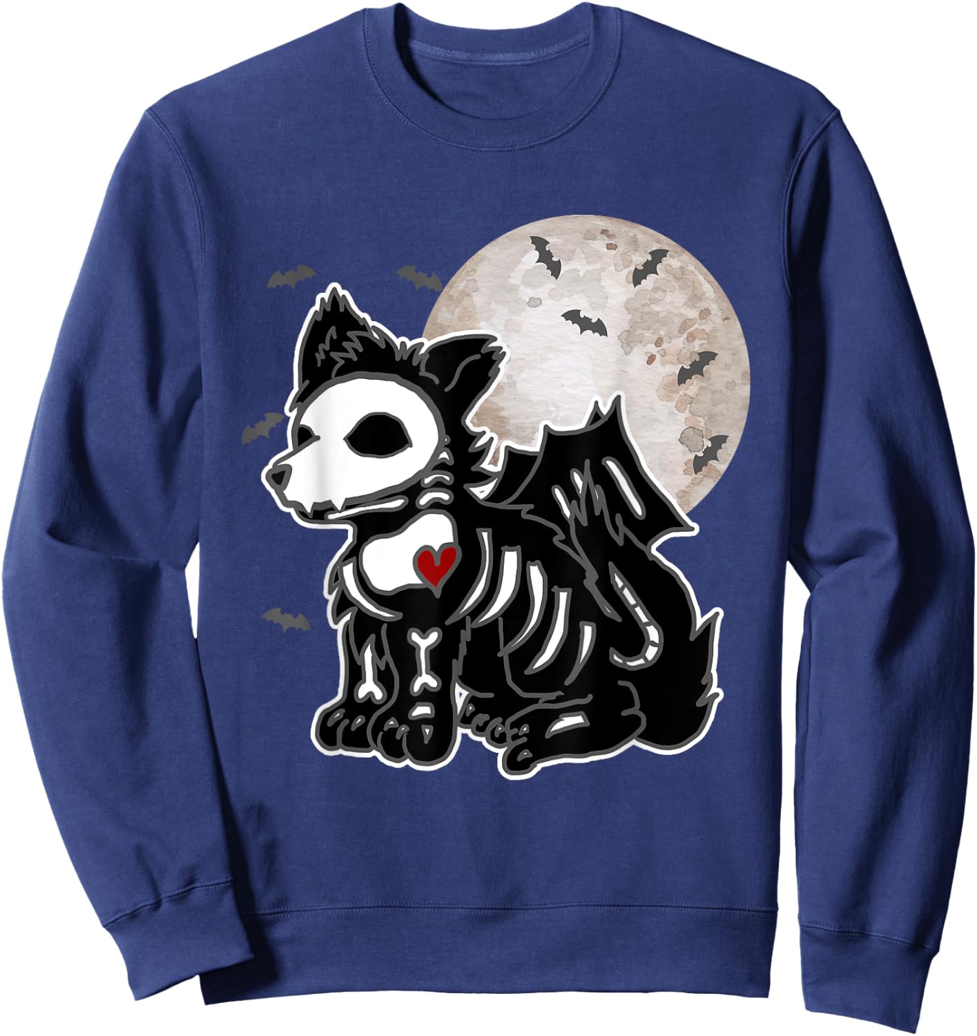 Halloween Emo Wolf Skeleton Anime Goth Costume Kids Girls Sweatshirt - Sweatshirt | Navy