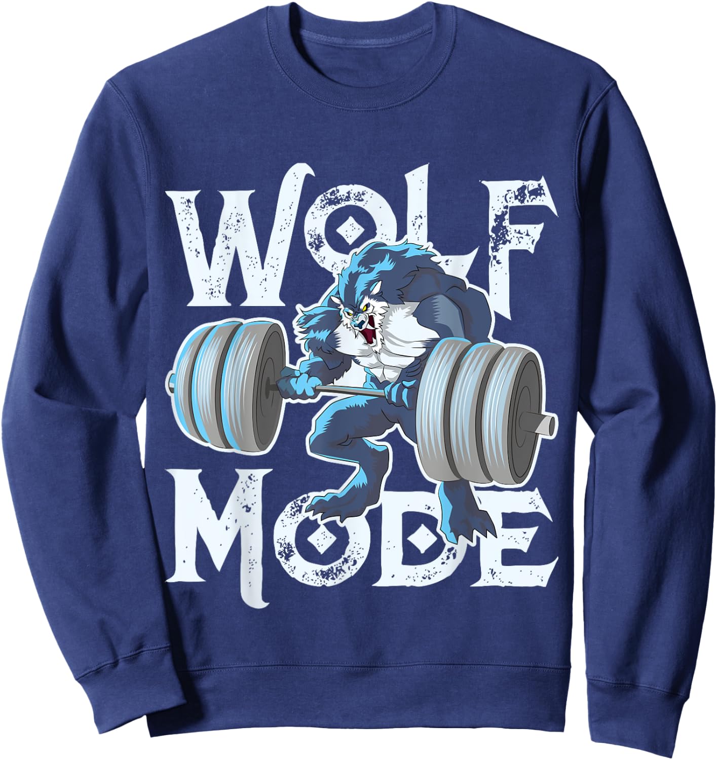 Wolf Mode Workout Lifting Weights Gym Beast Fitness Animal Sweatshirt - Sweatshirt | Navy