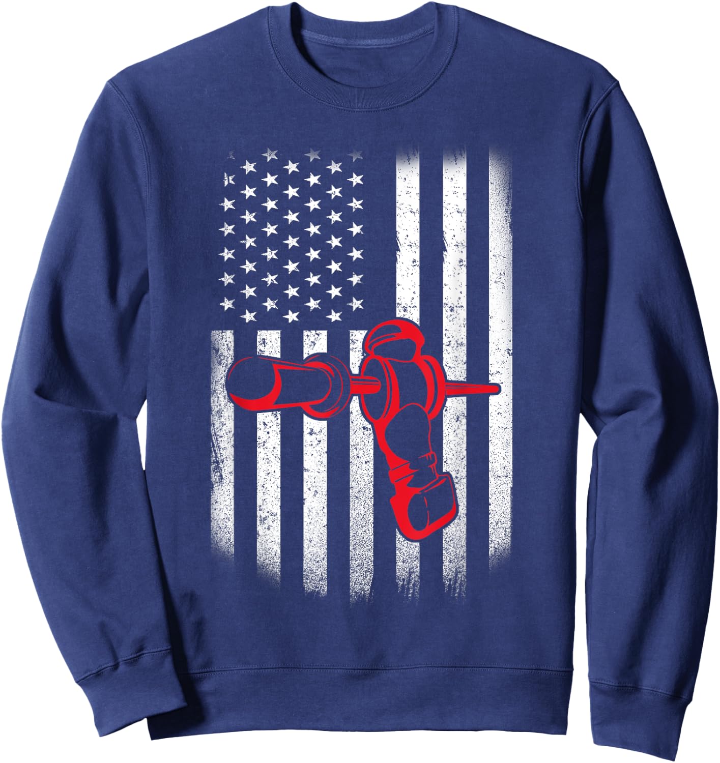 Vintage Distressed American Flag Patriotic Foosball Men Sweatshirt - Sweatshirt | Navy