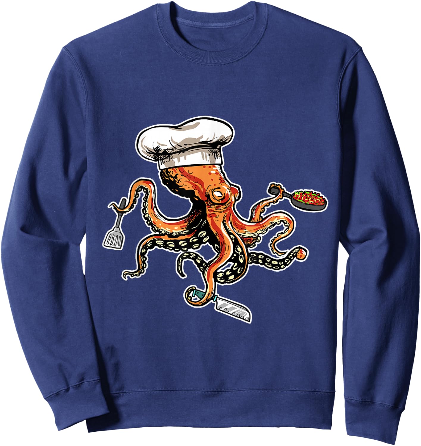 Funny Octopus Chef with Chef's Hat Sweatshirt - Sweatshirt | Navy