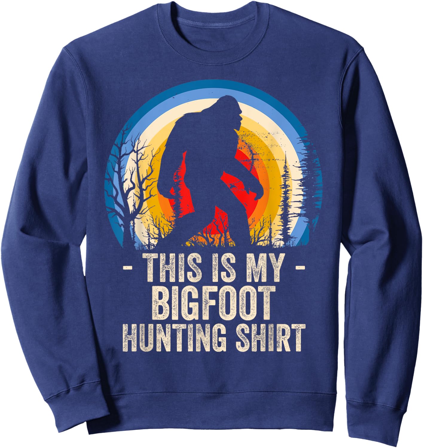 Finding Bigfoot Co Bigfoot Hunting - Men's Classic Fit Black Short Sleeve Cotton Polyester - Small Sweatshirt - Sweatshirt | Navy