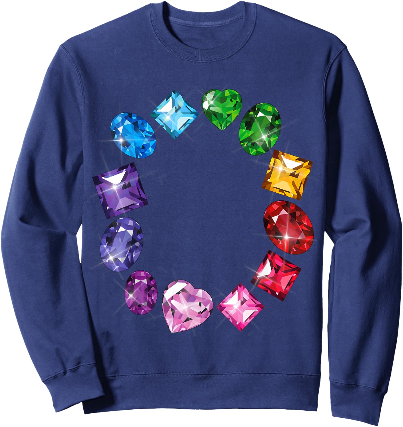 Gemstone Circle Fun Colorful Gemstones Novelty Sweatshirt - Sweatshirt | Navy