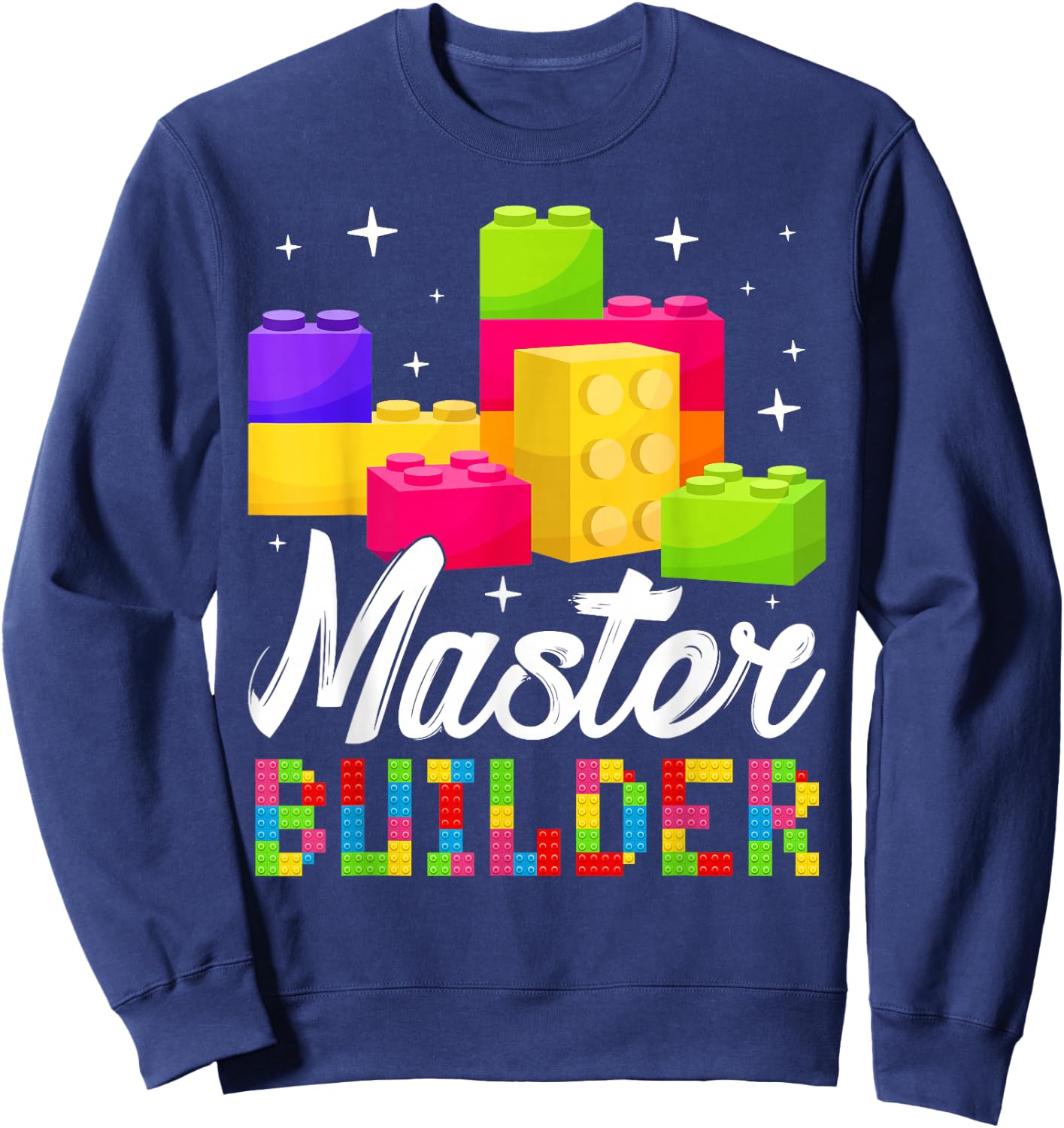 Funny Master Builder Building Block Bricks Lovers Kids Boys Sweatshirt - Sweatshirt | Navy