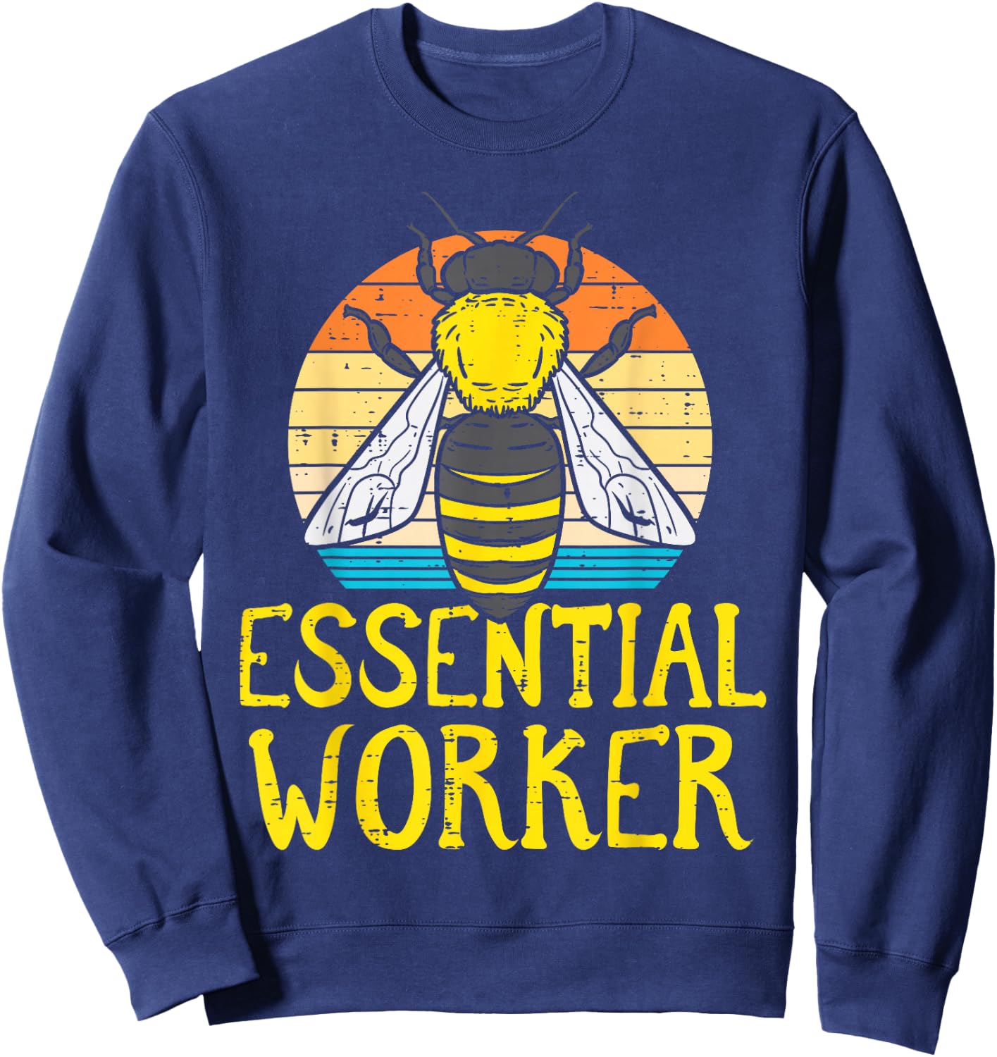 Essential Worker Bee Retro Nature Environment Men Women Kids Sweatshirt - Sweatshirt | Navy