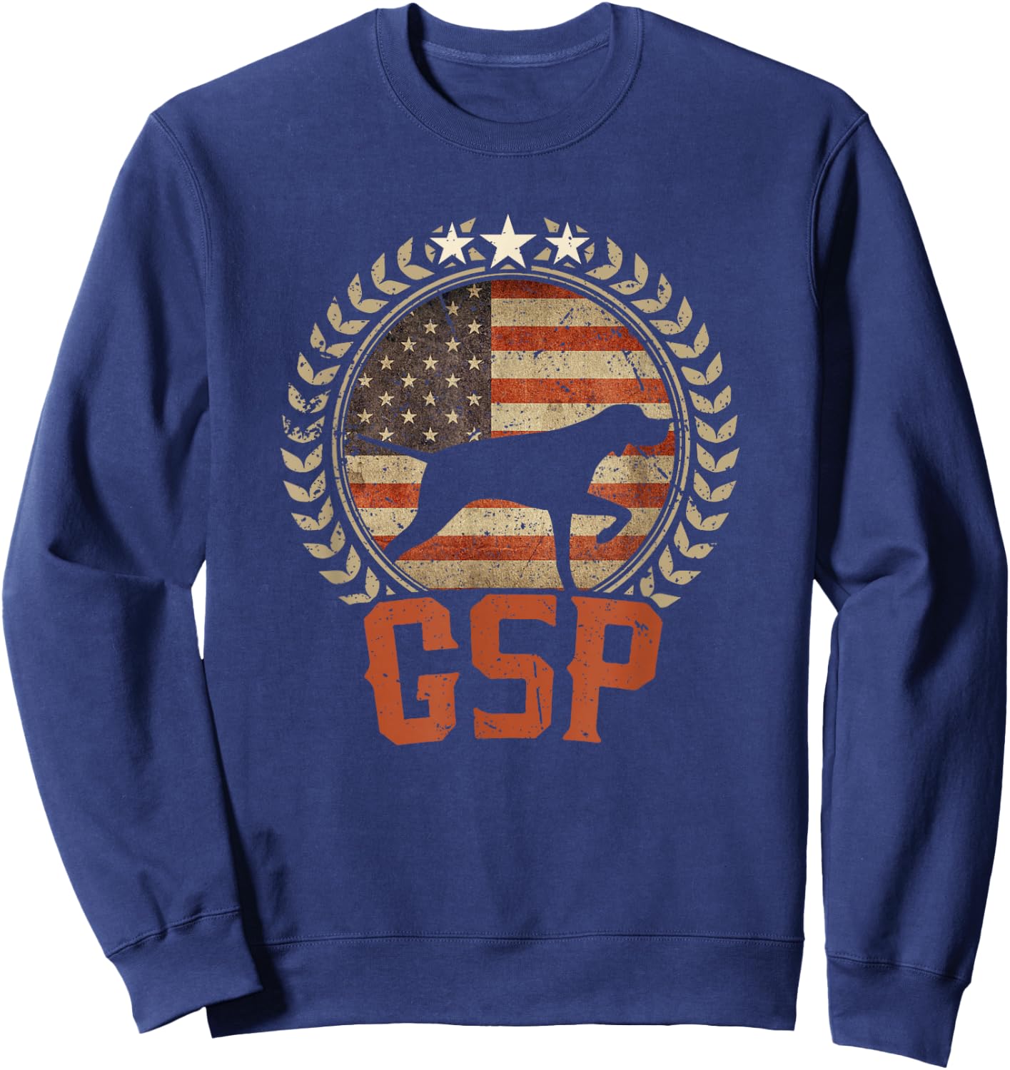 German Shorthaired Pointer American Flag Shirt GSP Patriotic Sweatshirt - Sweatshirt | Navy