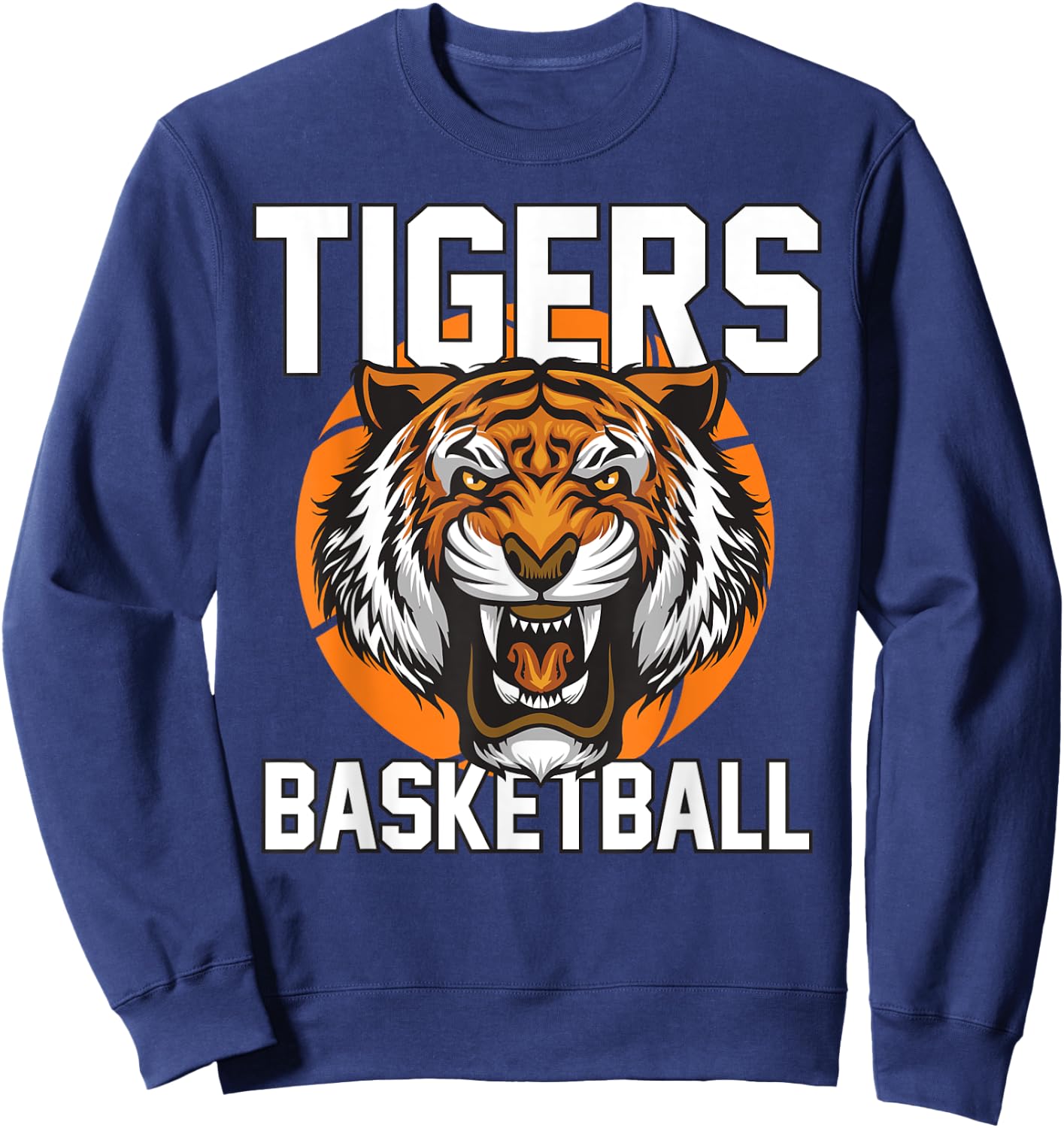Tigers Basketball Designs Kids -Adults Basketball Fan Blue Small Classic Fit Short Sleeve Sweatshirt - Sweatshirt | Navy