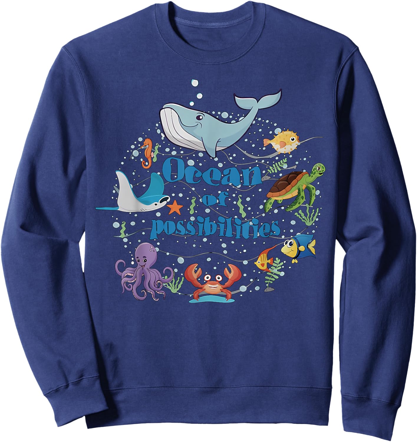 Sea Animal Summer Reading Ocean of Possibilities Librarian Sweatshirt - Sweatshirt | Navy