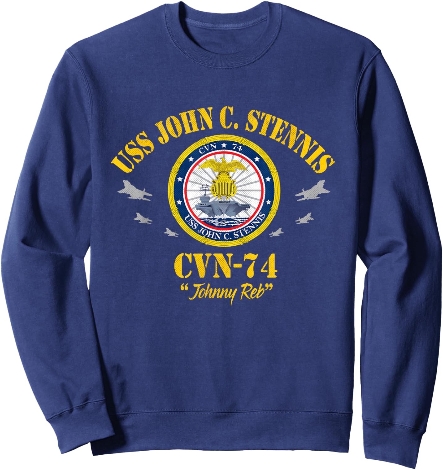 USS John C. Stennis CVN-74 Aircraft Carrier Veteran Flag Sweatshirt - Sweatshirt | Navy