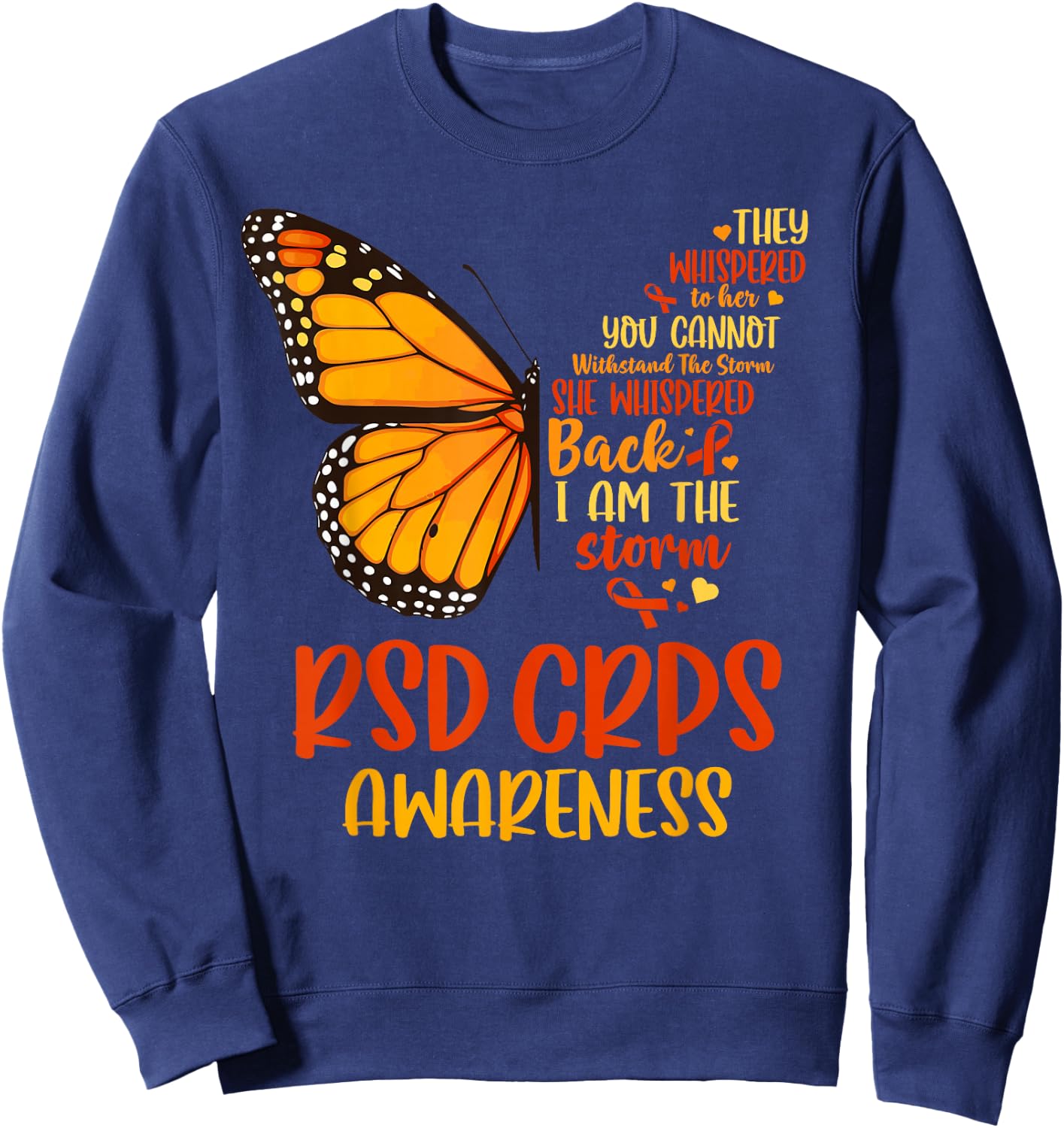 CRPS Awareness Complex Regional Pain Syndrome Butterfly Sweatshirt - Sweatshirt | Navy