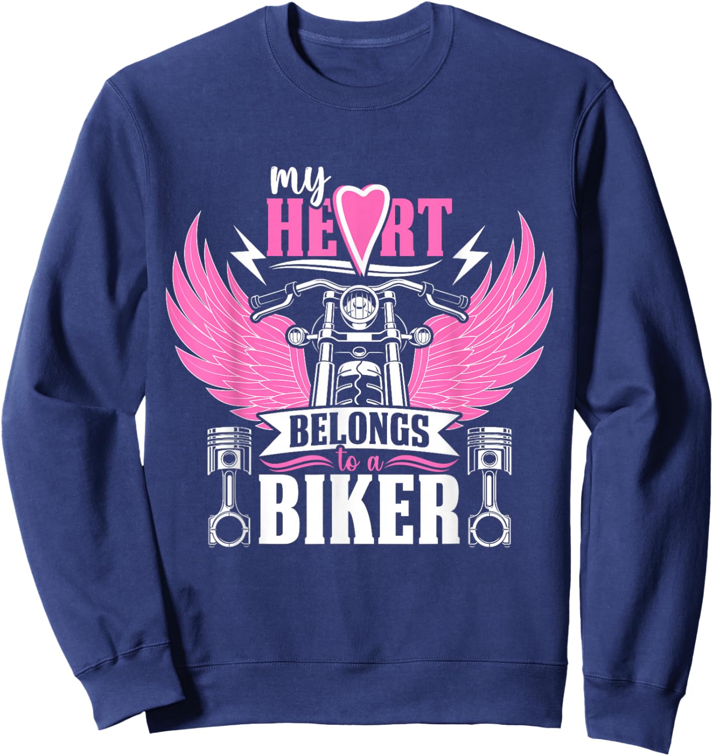 Motorcycle My Heart Belongs to A Biker Girlfriend Wife Sweatshirt - Sweatshirt | Navy