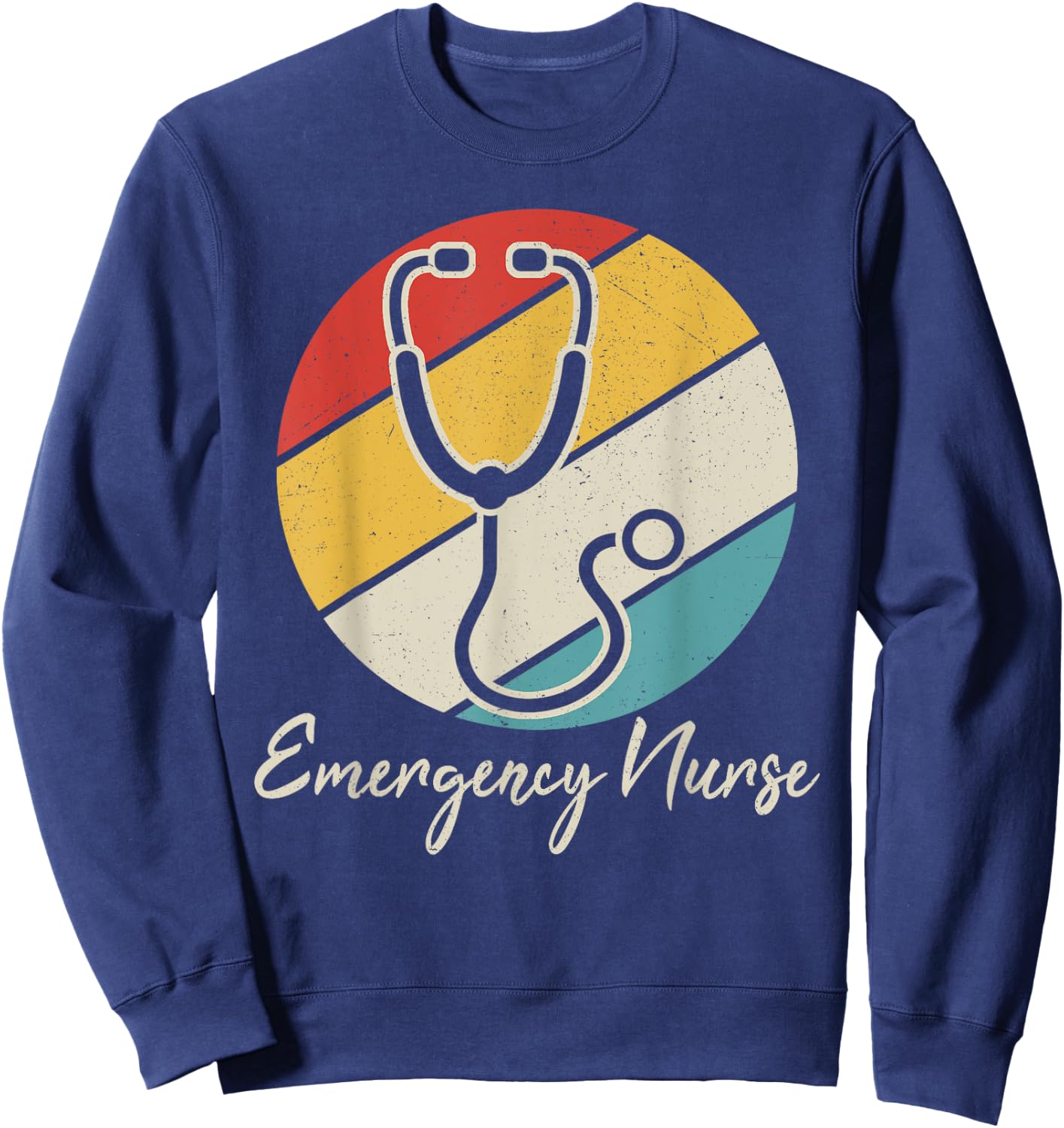 Retro Emergency Room Nurse Er Nursing Graduation Sweatshirt - Sweatshirt | Navy