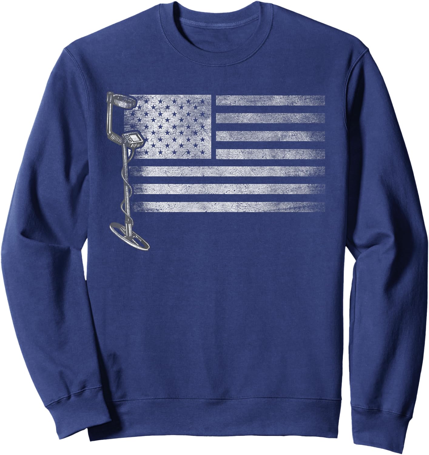 Patriotic Metal Detecting USA Flag Treasure Hunt Detectorist Sweatshirt - Sweatshirt | Navy
