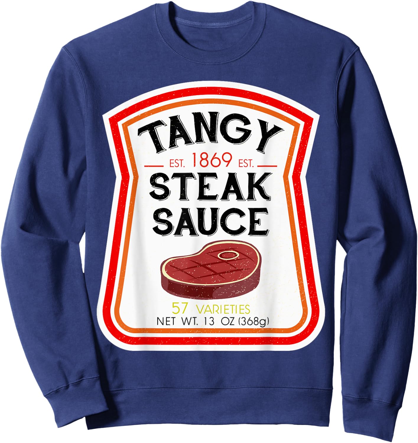 Steak Sauce Bottle Label Halloween 2021 Couples Costume Sweatshirt - Sweatshirt | Navy