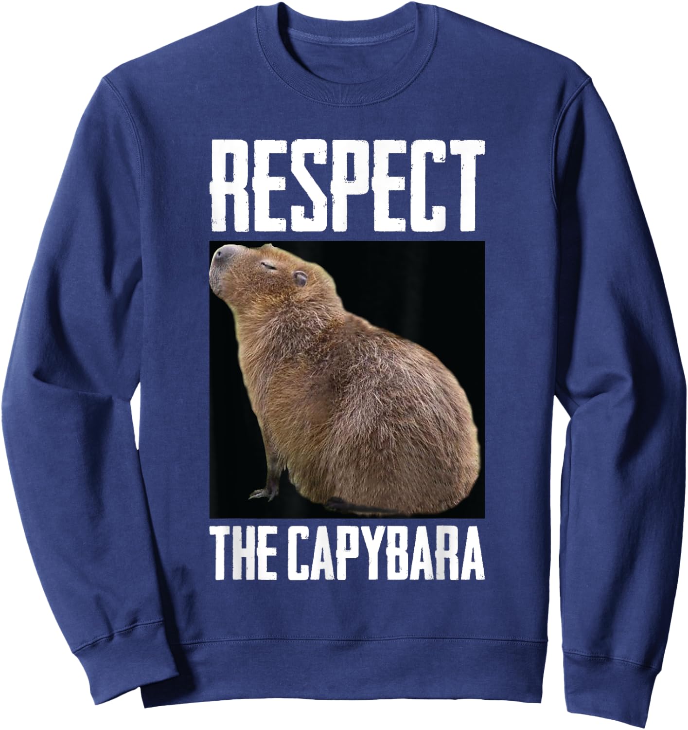 Respect The Capybara Funny Rodent Capibara Photo Sweatshirt - Sweatshirt | Navy